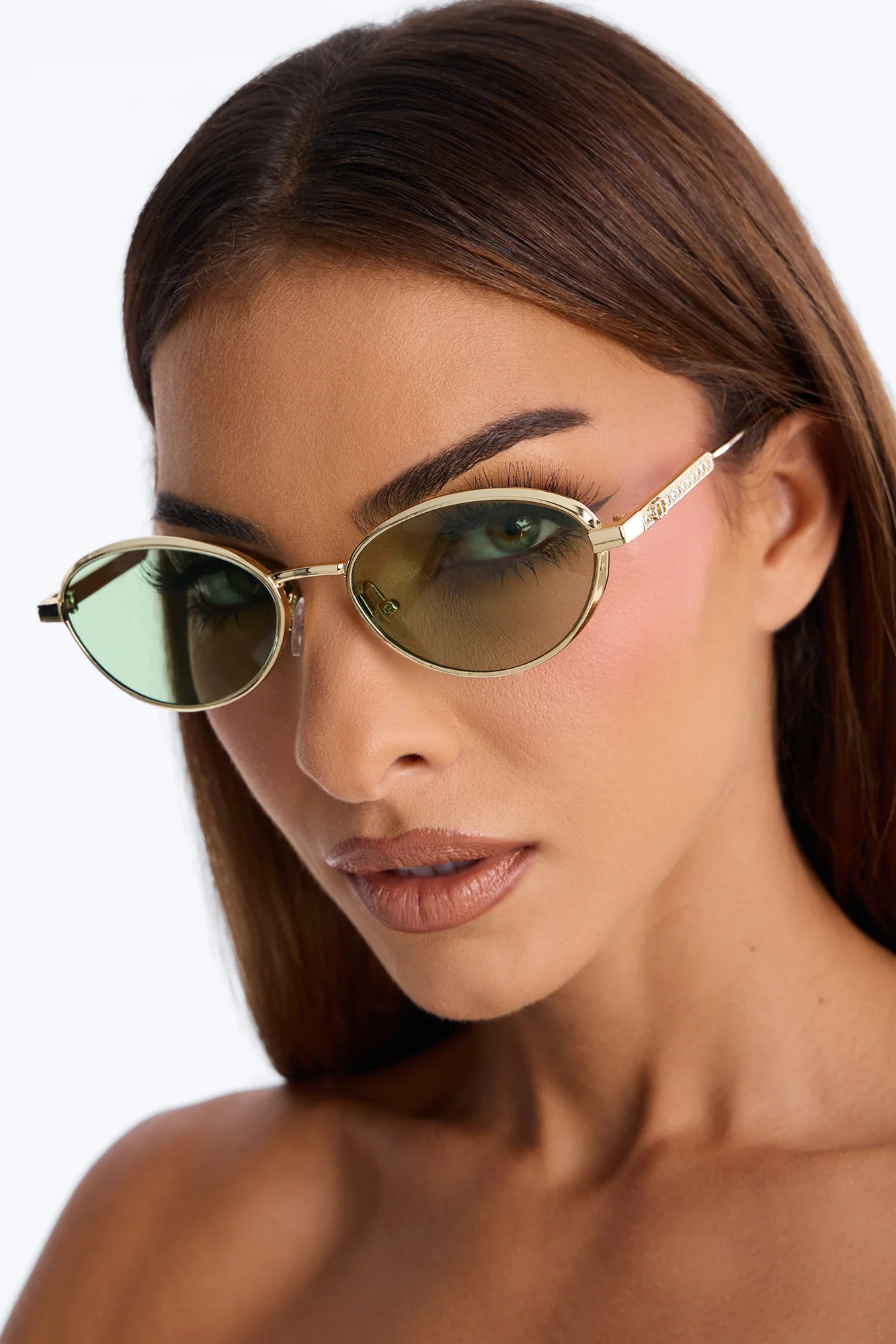 Cassidy Cat Eye Sunglasses - Gold/Green - Image 2