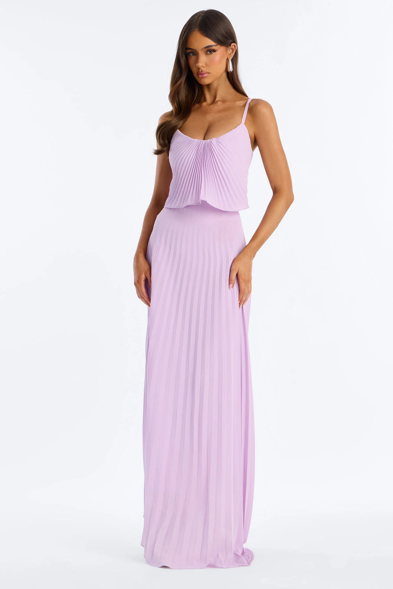 Cassidy Chiffon Pleated Maxi Dress - Lavender