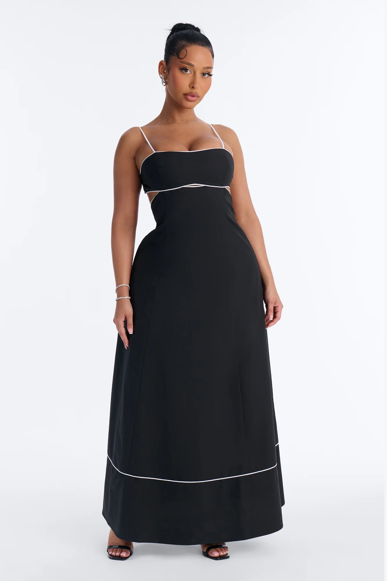 Casual Crush Poplin Maxi Dress - Black/White