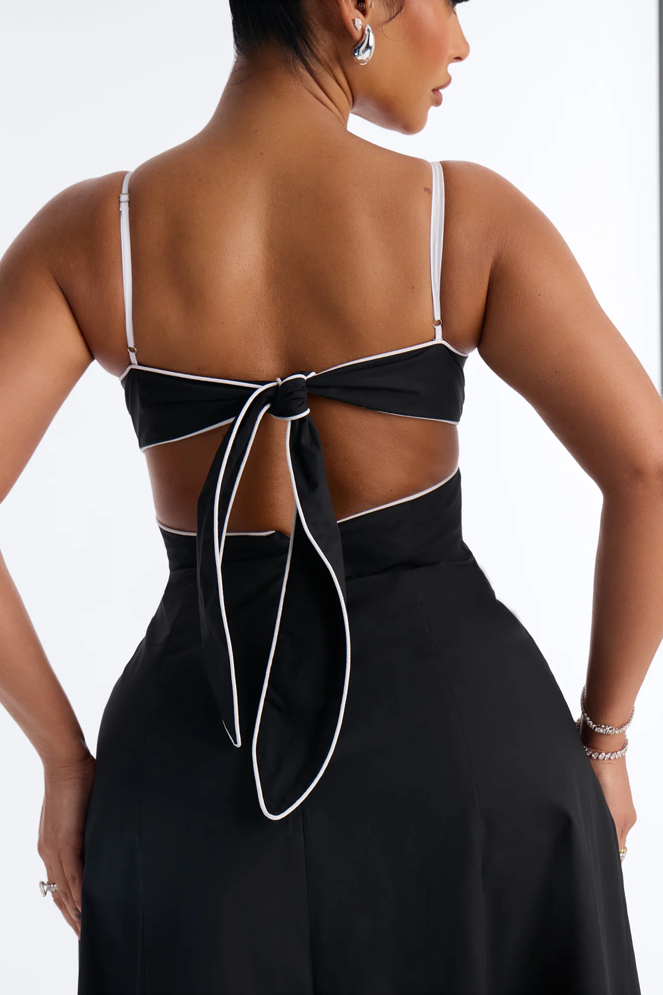 Casual Crush Poplin Maxi Dress - Black/White - Image 5