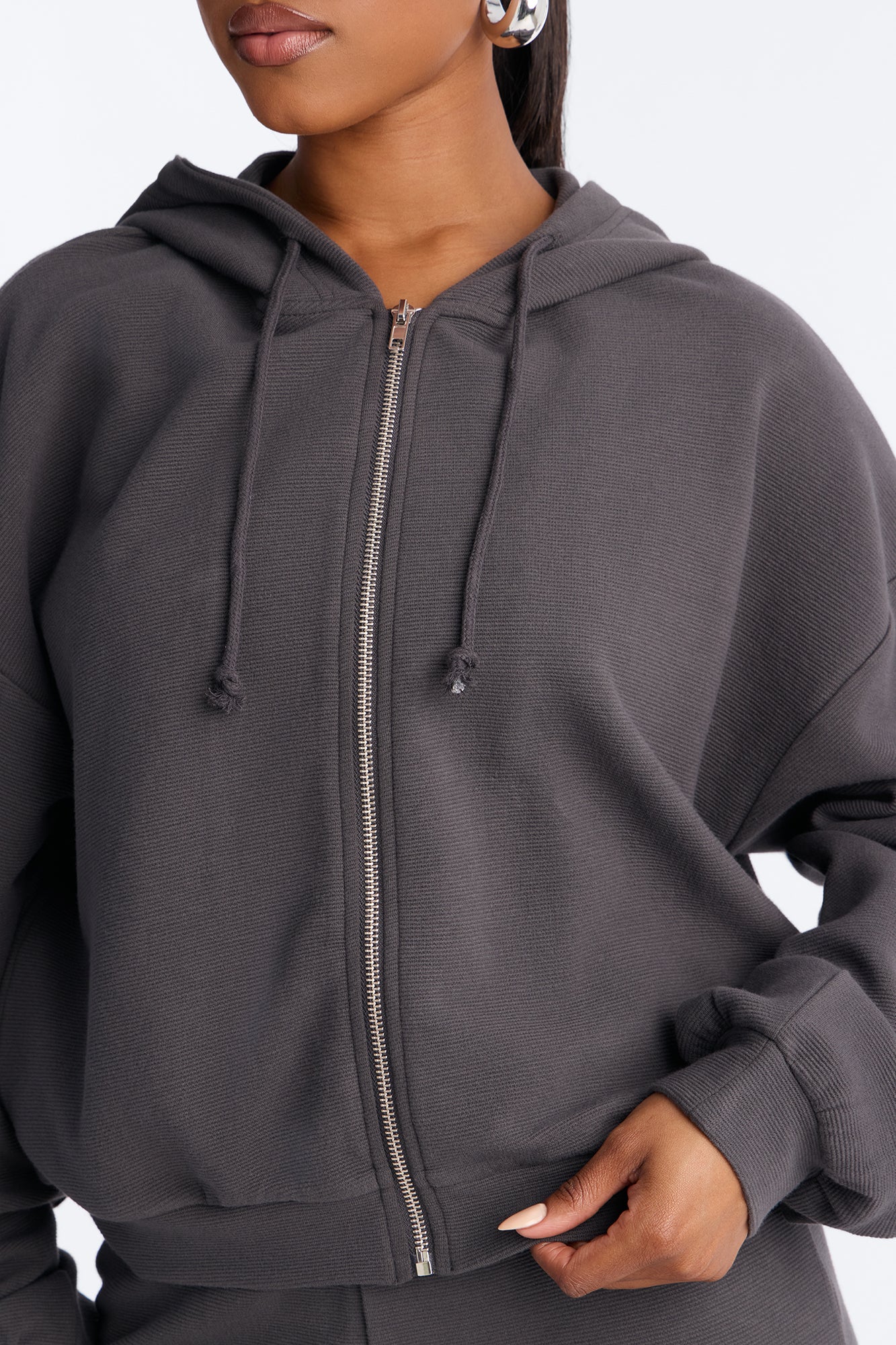 Casual Cutie Knit Capri Set - Charcoal - Image 3