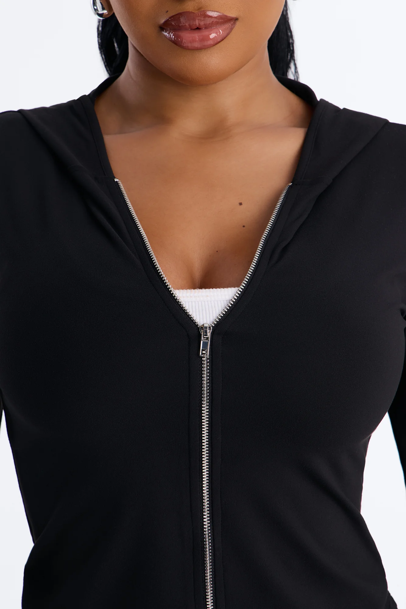 Casual Vibe Zip Up Hoodie Pant Set - Black - Image 3