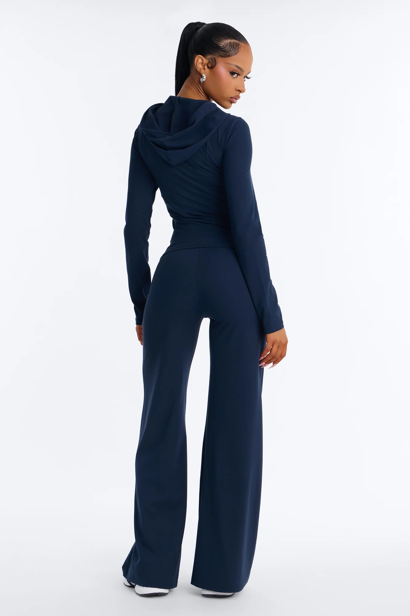 Casual Vibe Zip Up Hoodie Pant Set - Navy - Image 3