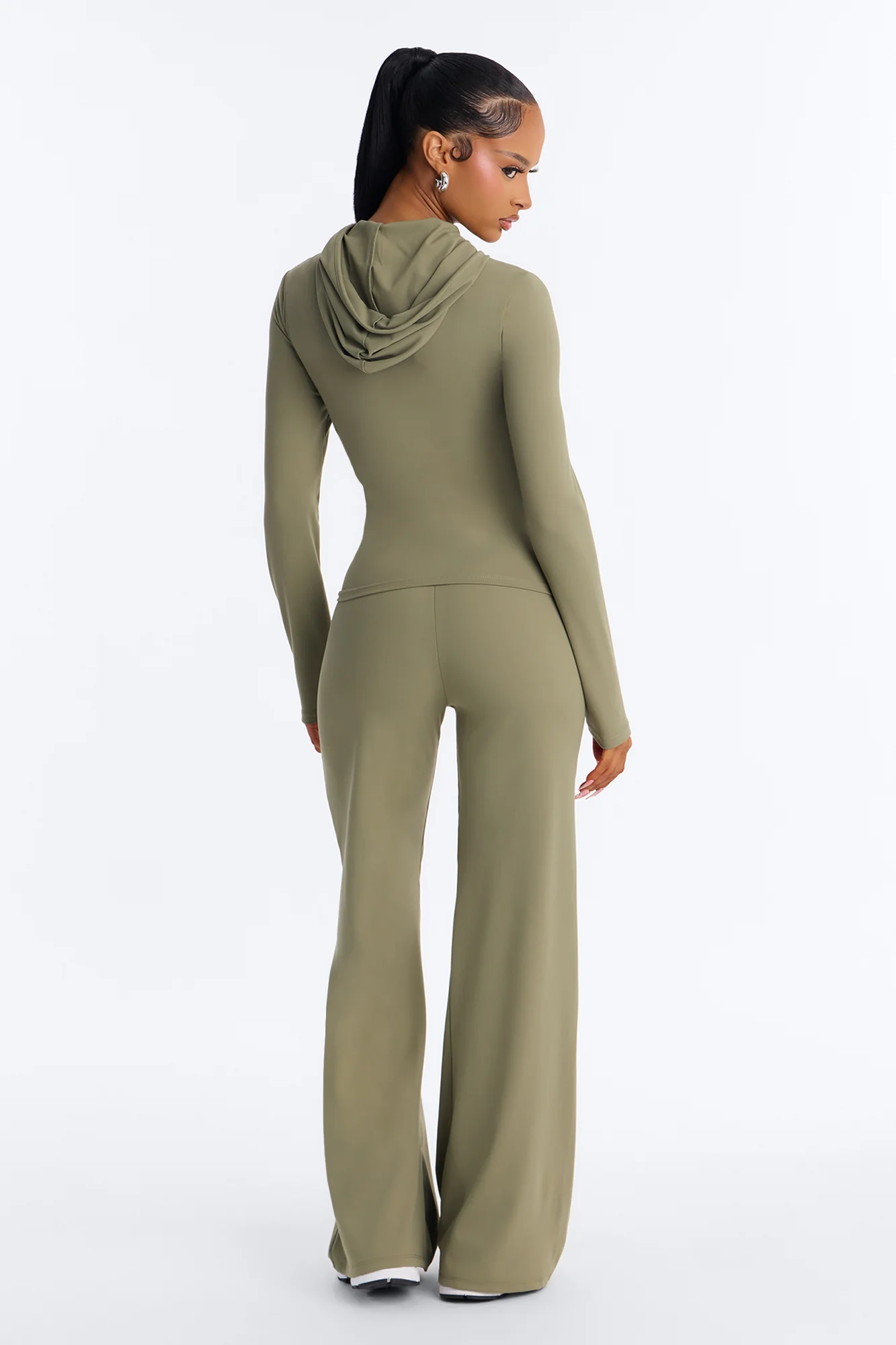 Casual Vibe Zip Up Hoodie Pant Set - Olive - Image 4
