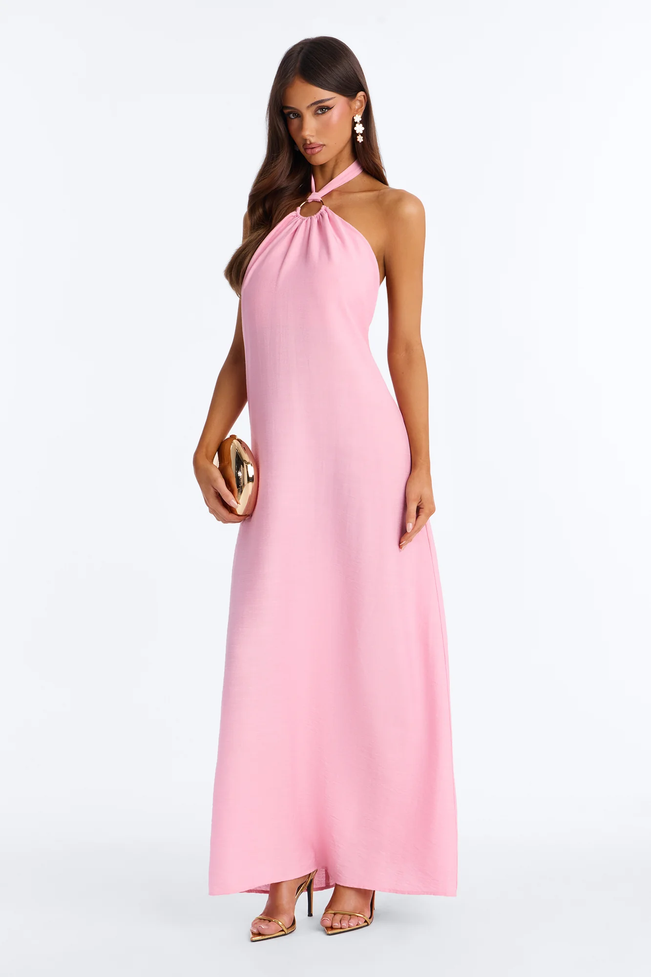 Casually Allure Linen Maxi Dress - Pink