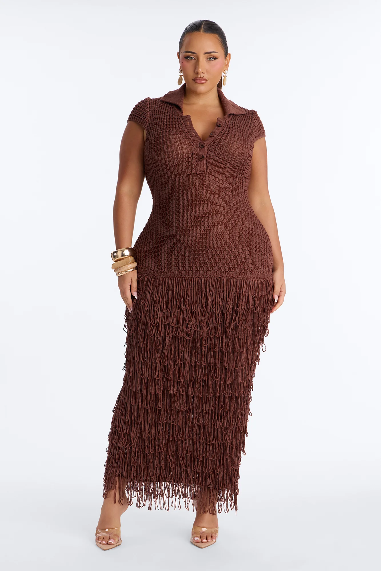 Catalina Crochet Maxi Dress - Chocolate - Image 5