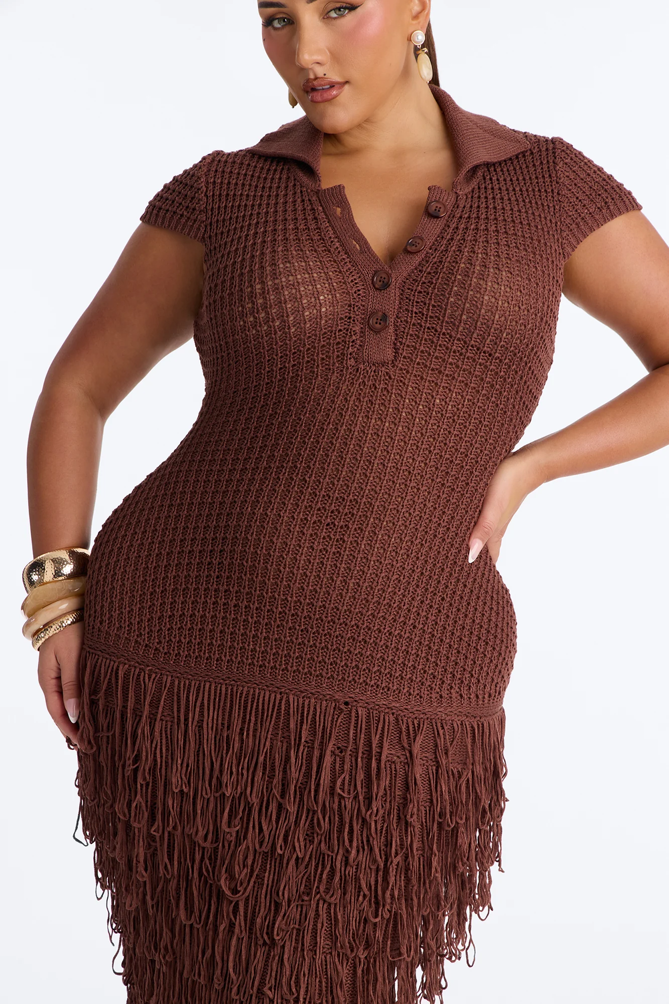Catalina Crochet Maxi Dress - Chocolate - Image 7
