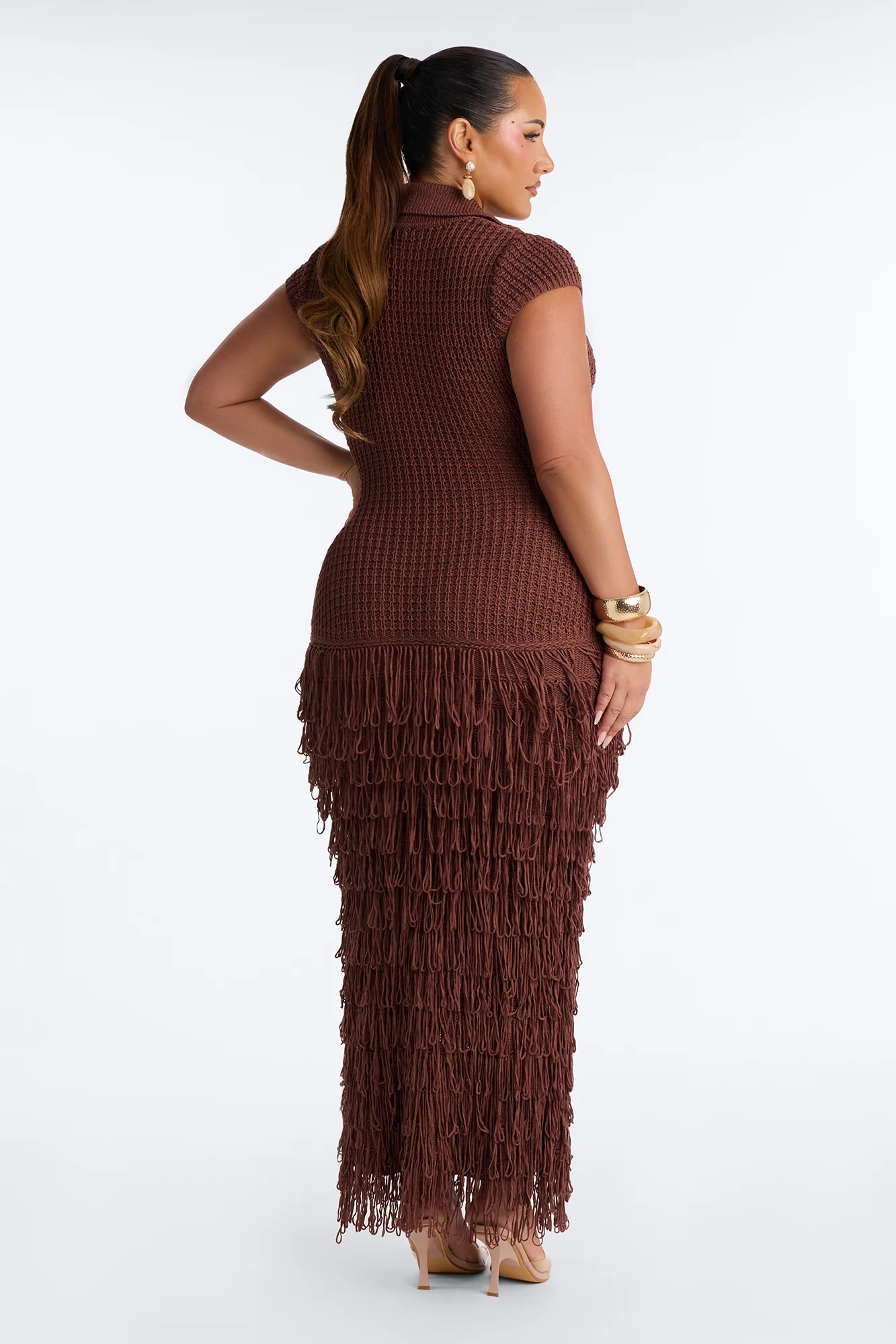 Catalina Crochet Maxi Dress - Chocolate - Image 8