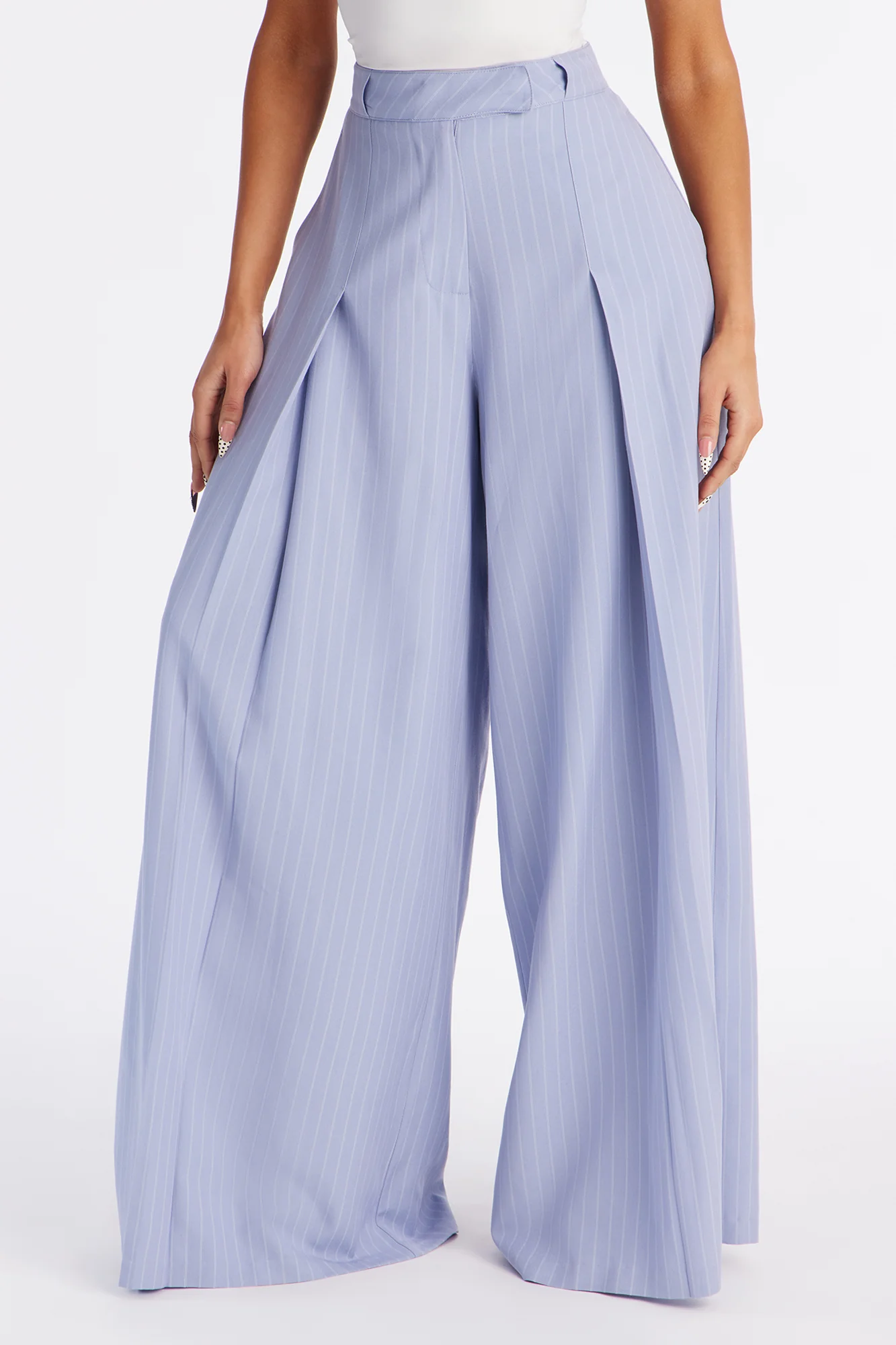 Catch A Break Pinstripe Wide Leg Pant 33″ - Blue/combo - Image 2