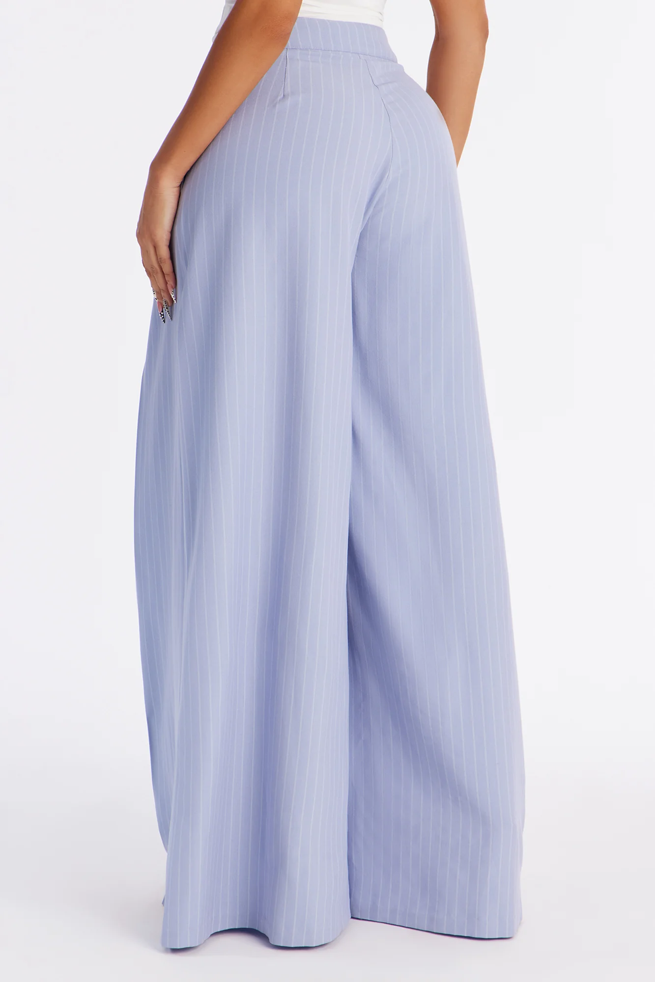 Catch A Break Pinstripe Wide Leg Pant 33″ - Blue/combo - Image 3