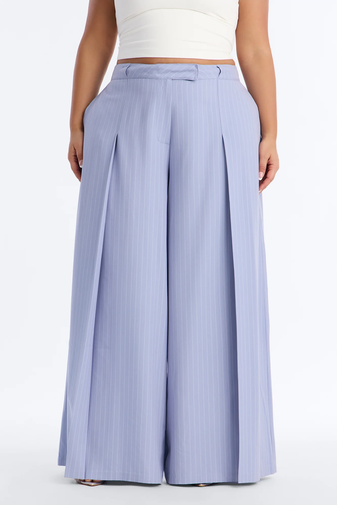 Catch A Break Pinstripe Wide Leg Pant 33″ - Blue/combo - Image 5