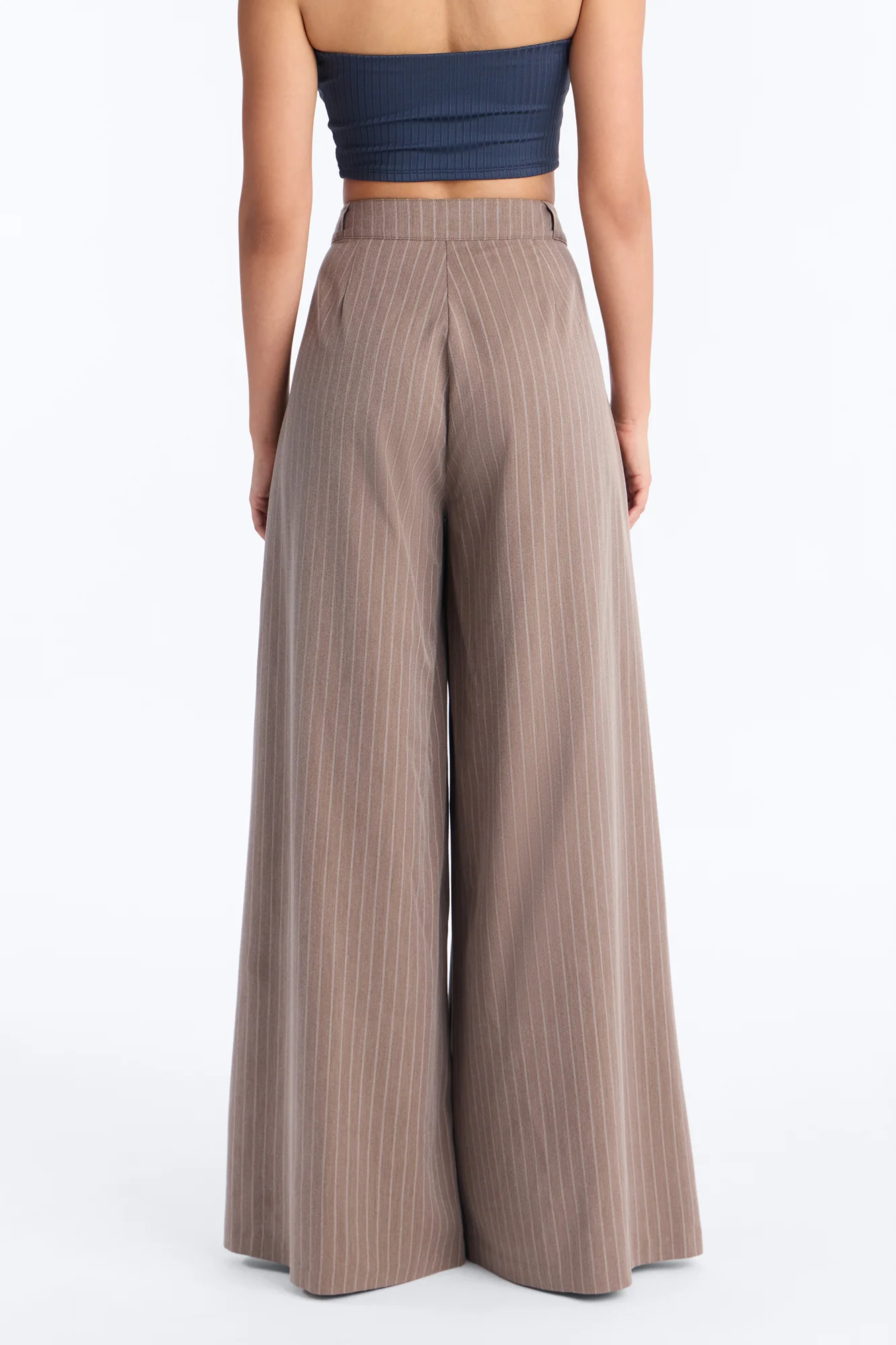Catch A Break Pinstripe Wide Leg Pant 33″ - Mocha/combo - Image 4