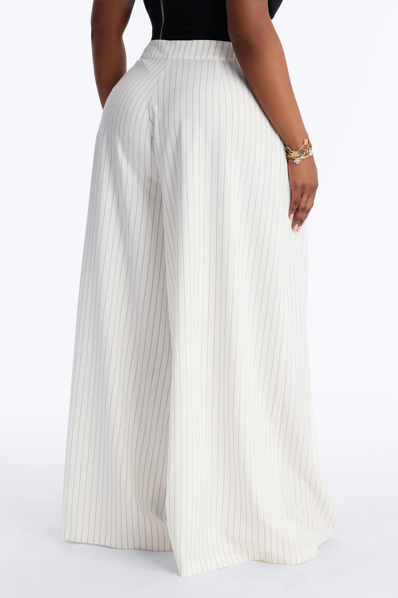 Catch A Break Pinstripe Wide Leg Pant 33″ - White/Black - Image 8