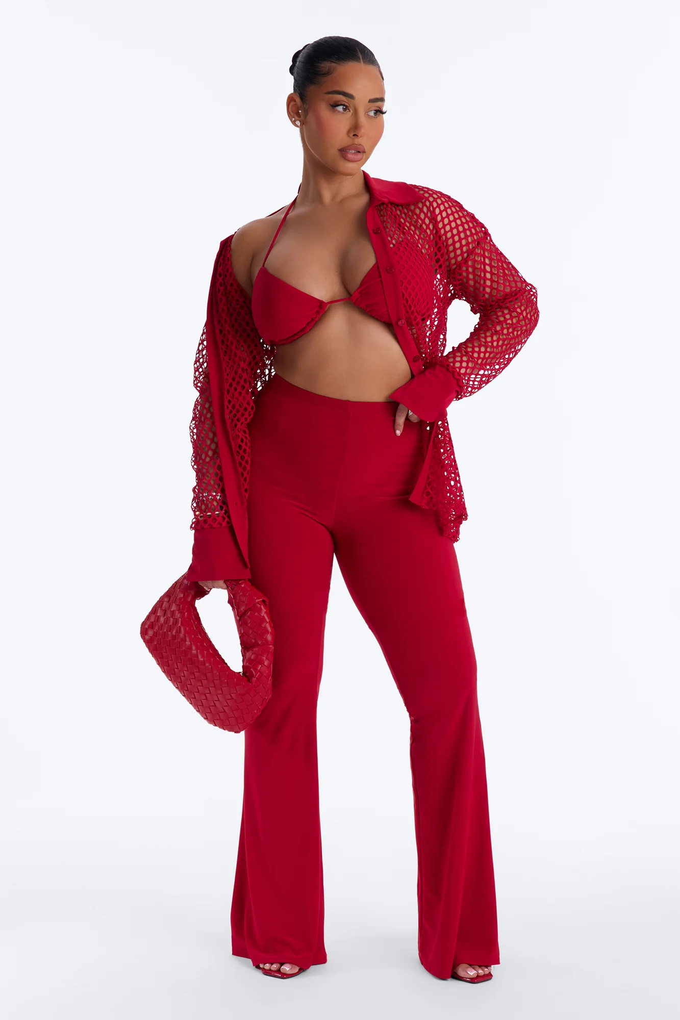 Catch Me 3 Piece Pant Set - Red