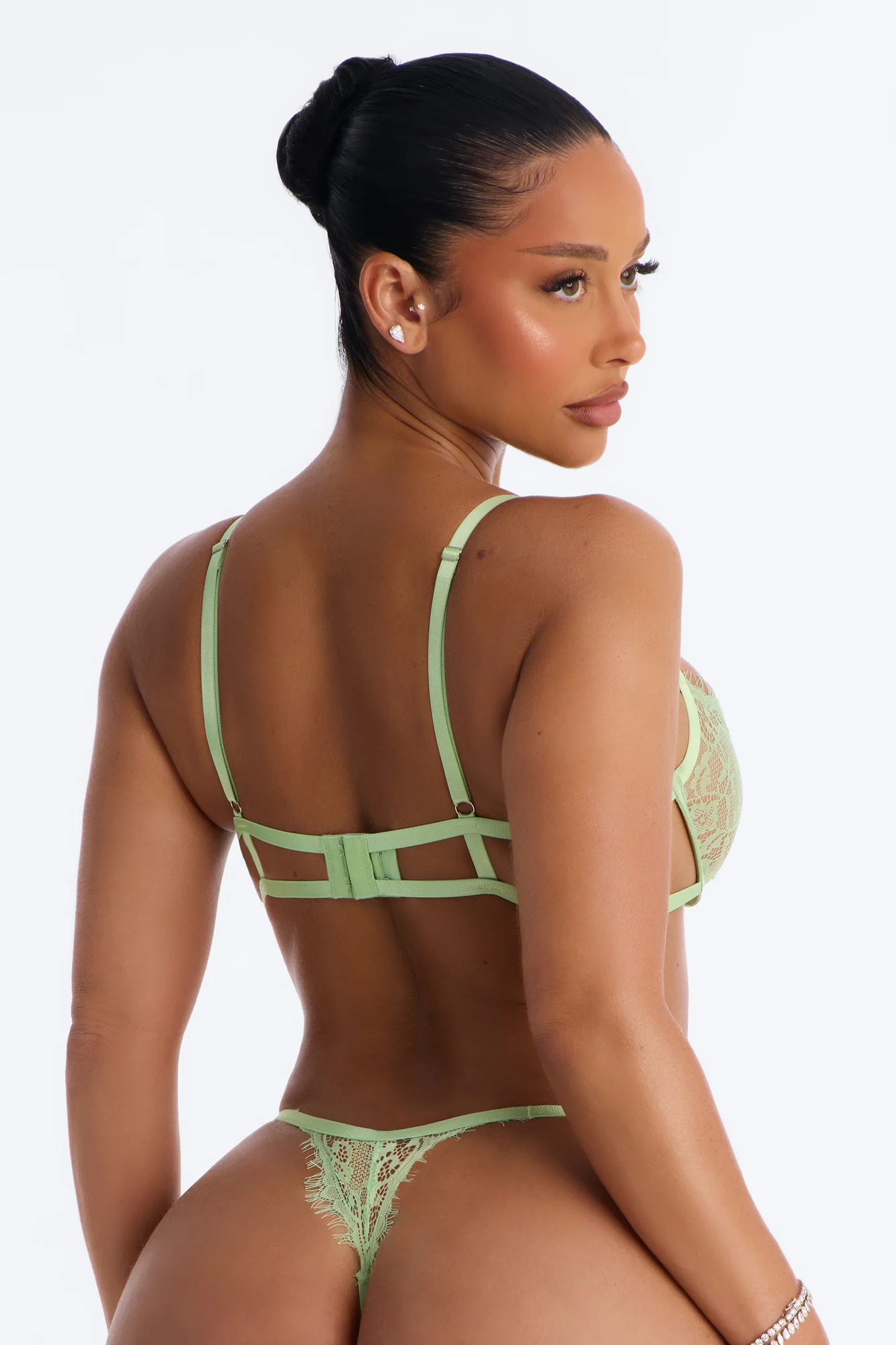Catch The Dream Lace Underwire Side Tie 2 Piece Set - Green - Image 3