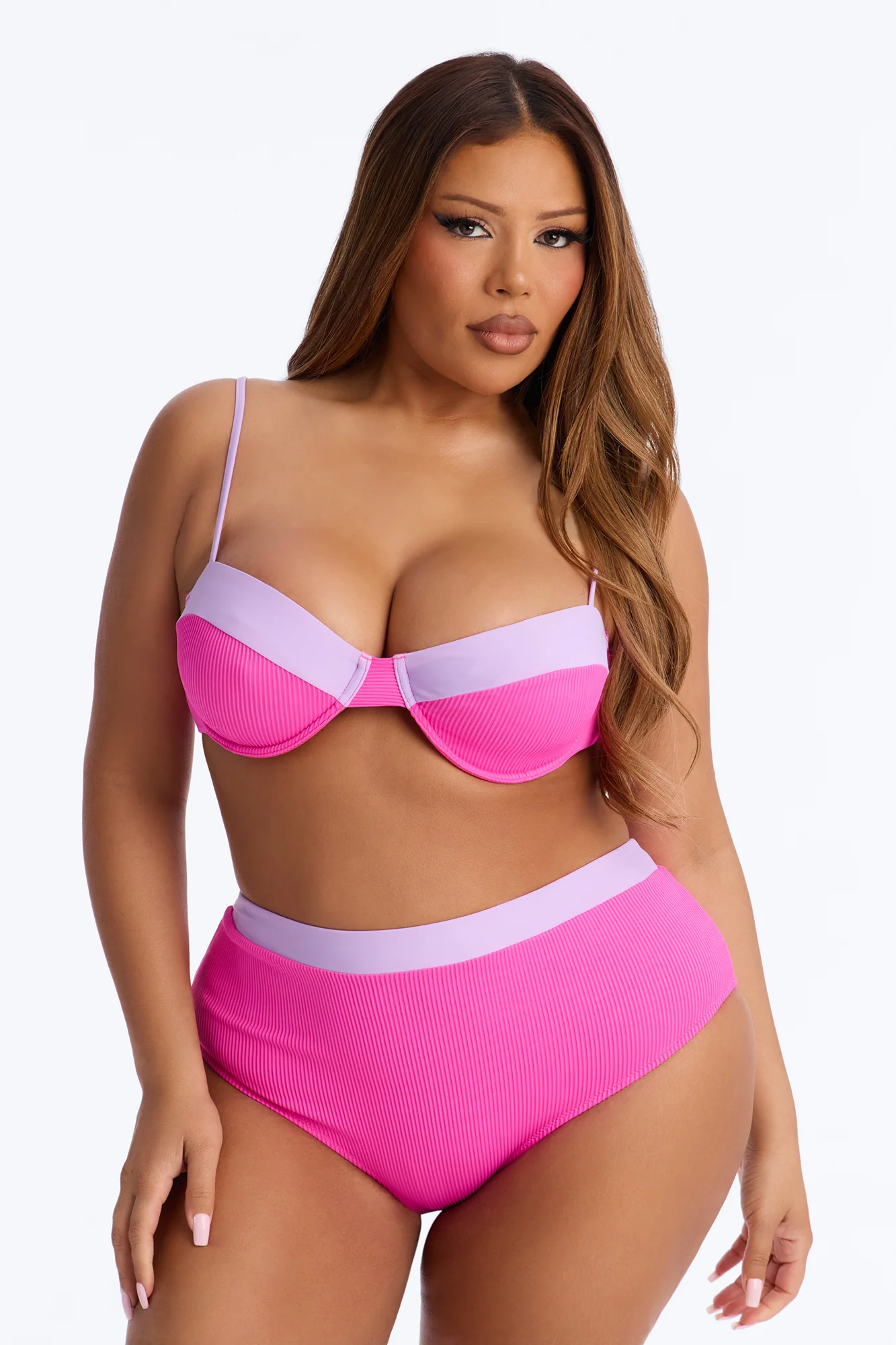 Catching Waves & Baes 2 Piece Bra Cup Bikini Set - Fuchsia/combo - Image 4