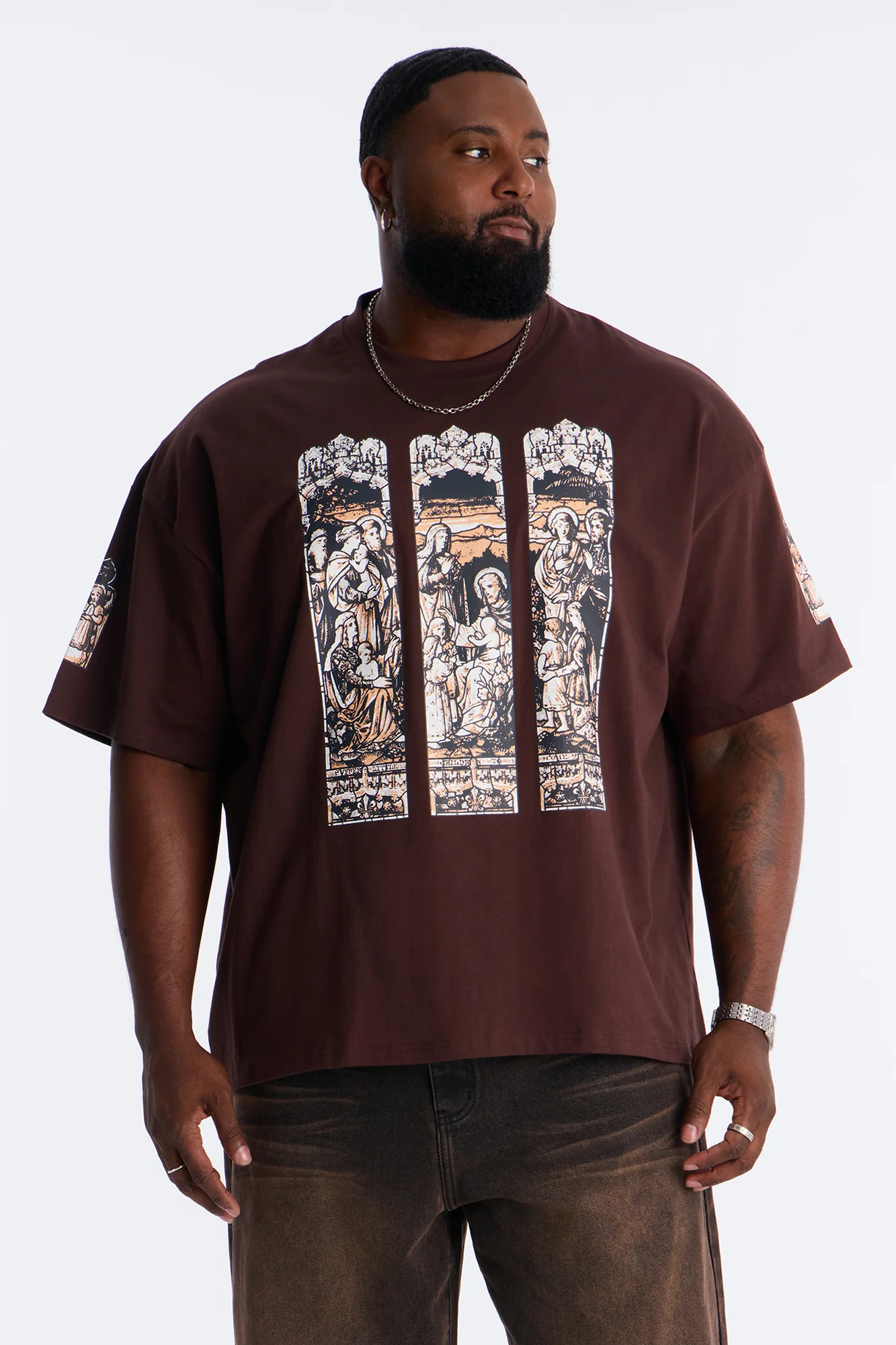 Cathedral Art Oversized Short Sleeve Tee - Brown - Image 5