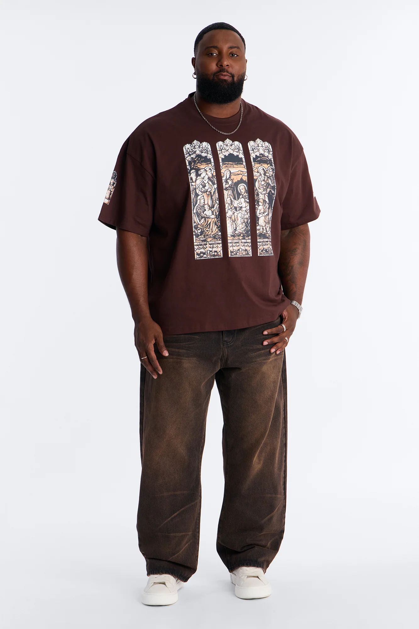 Cathedral Art Oversized Short Sleeve Tee - Brown - Image 6