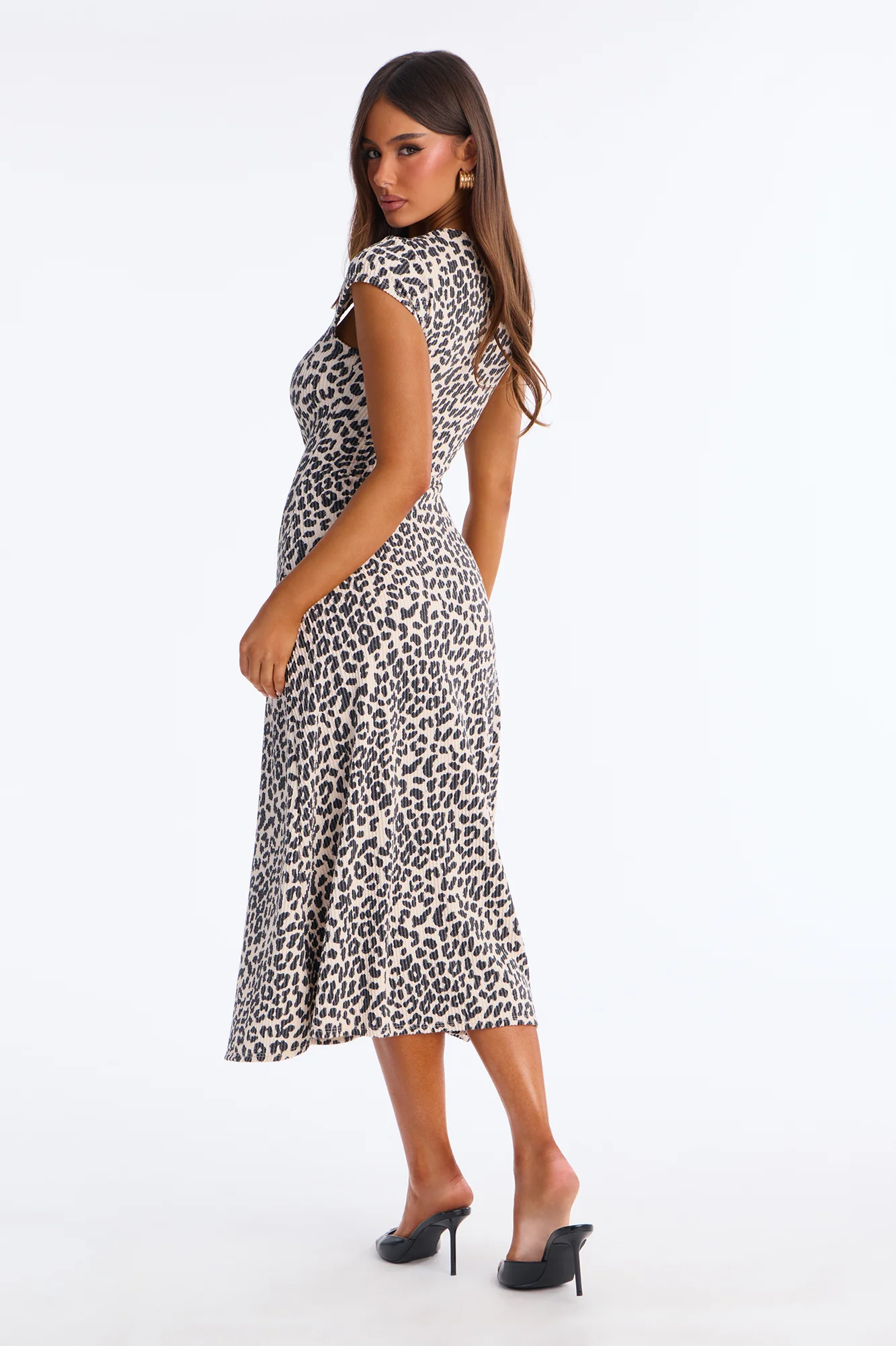 Catherine Leopard Ribbed Midi Dress - Taupe/combo - Image 4