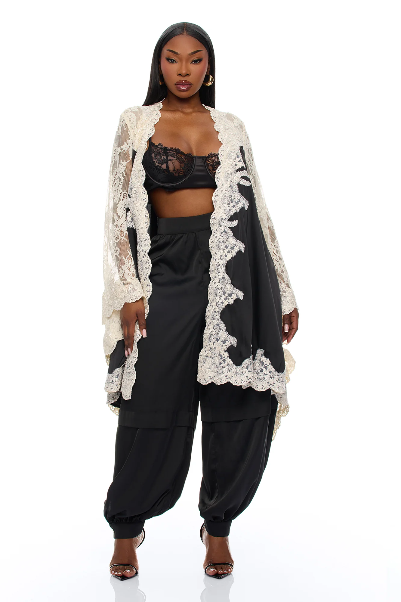 Cathryn Satin Balloon Pant - Black - Image 6
