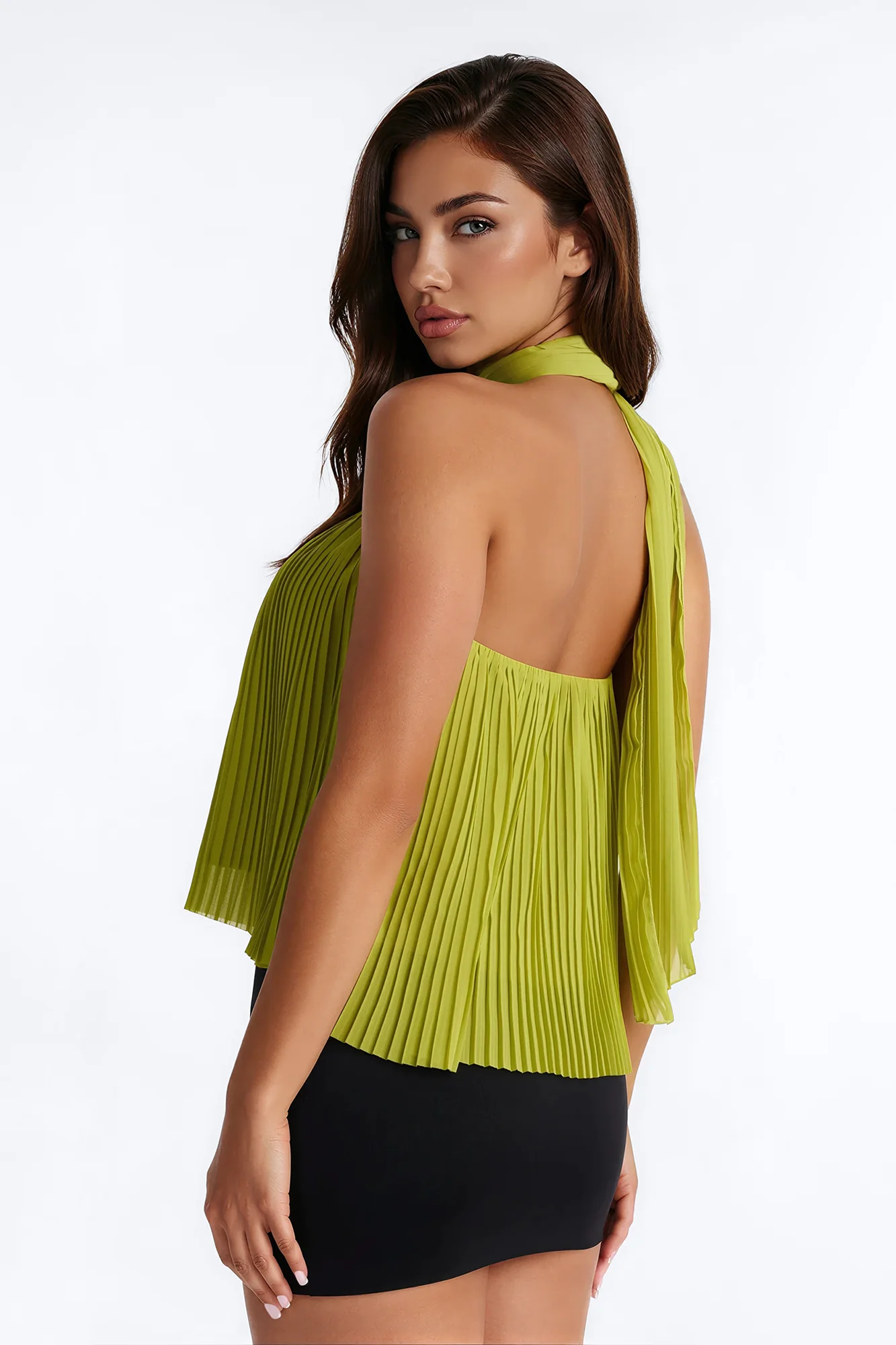 Caught In Your Sunlight Chiffon Scarf 2 Piece Top - Lime - Image 4