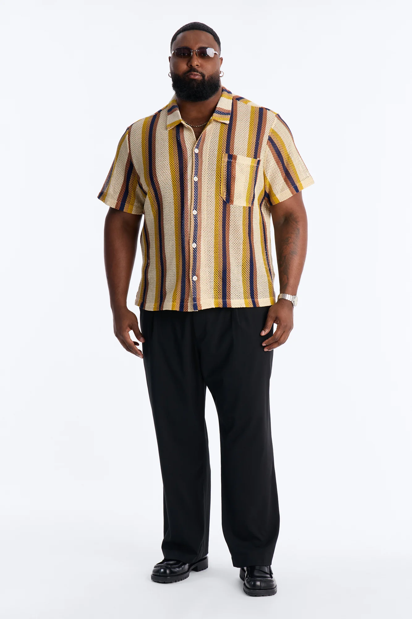 CDMX Crochet Button Up Shirt - Cream - Image 6