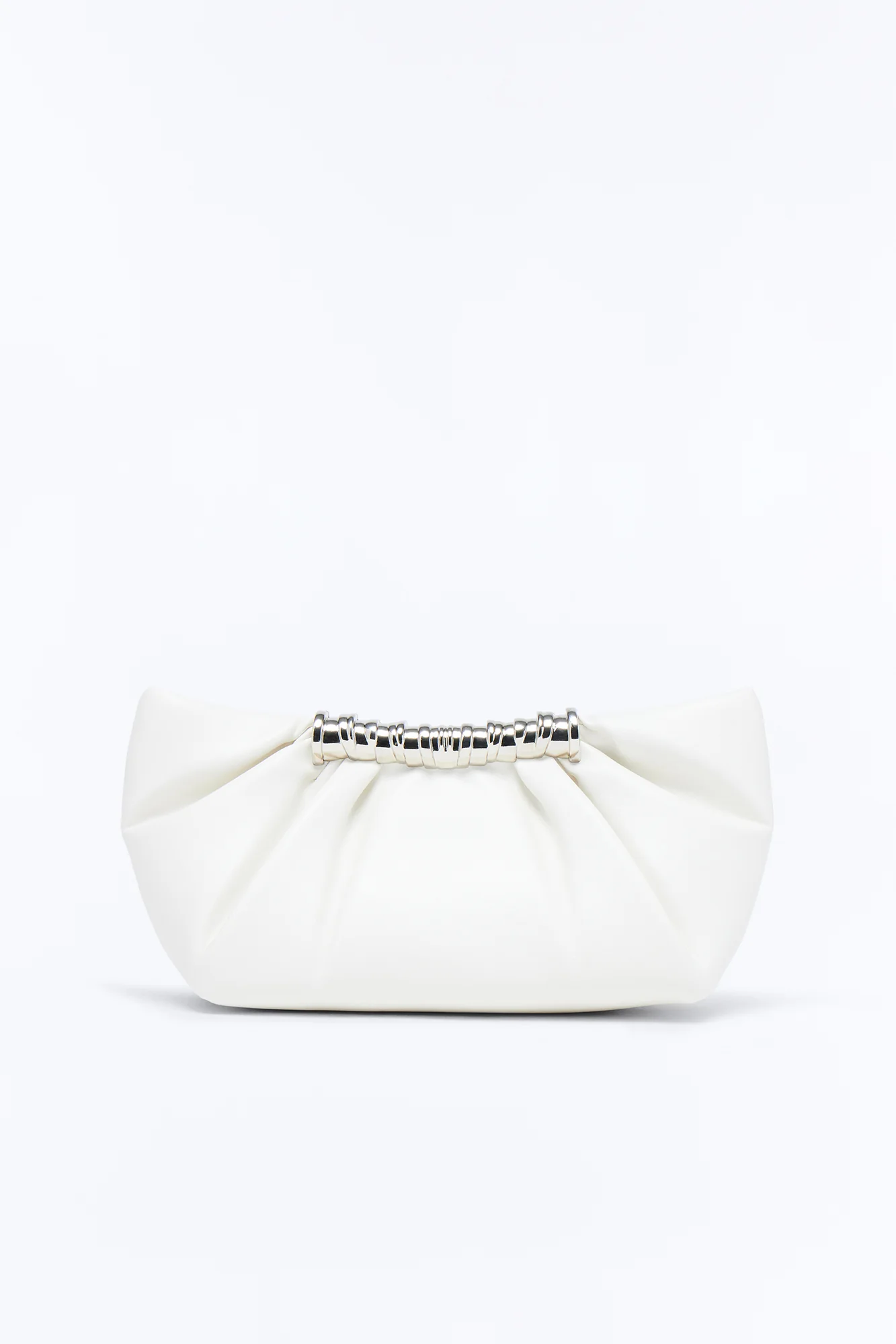 Cece Faux Leather Hardware Clutch - Cream