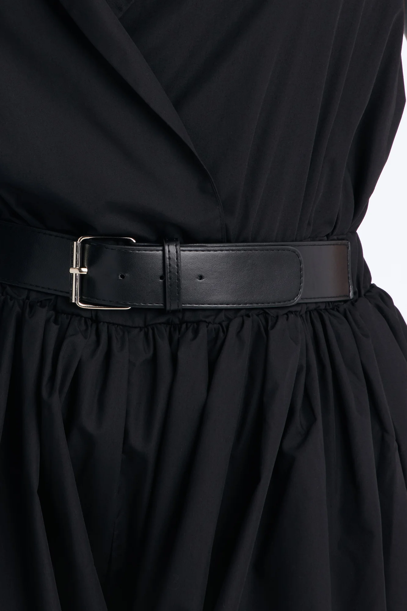 Cecille Poplin Belted Romper - Black - Image 6