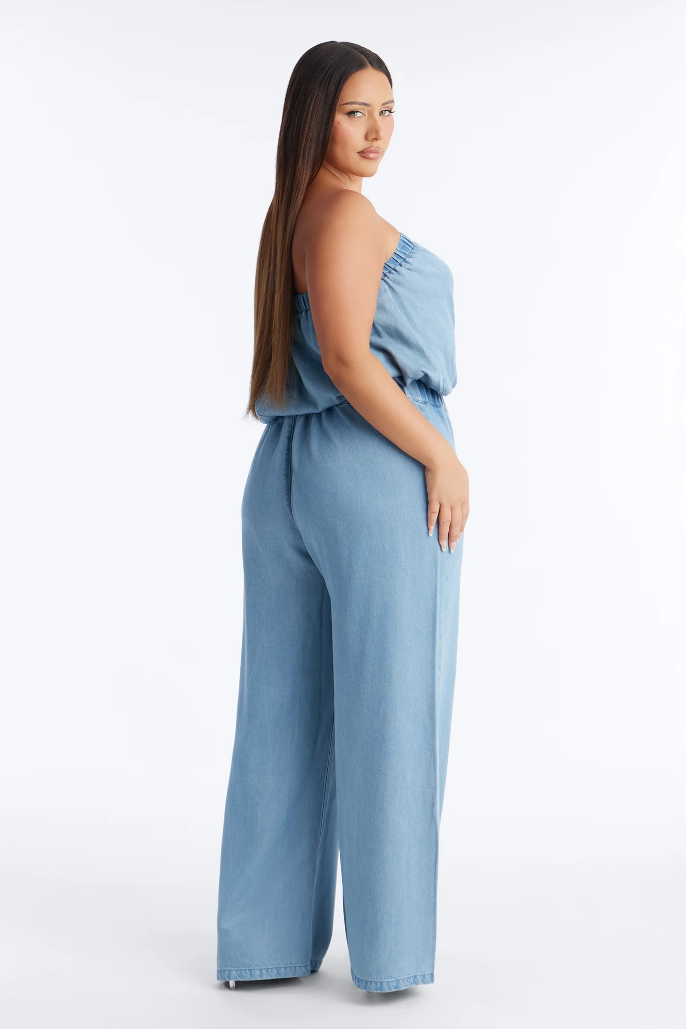 Celeste Chambray Strapless Pant Set - Light Wash - Image 7