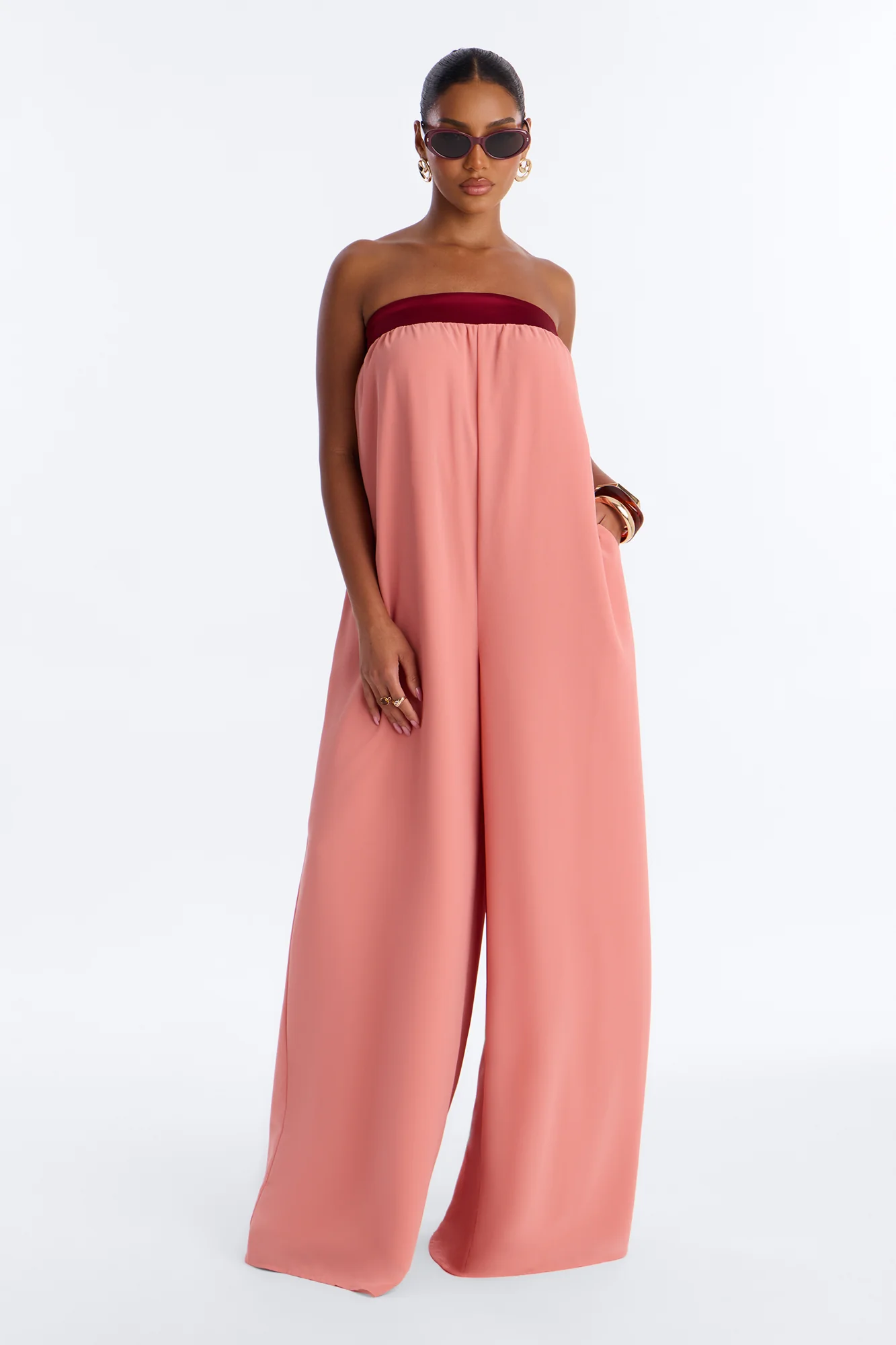 Celia Chiffon Wide Leg Jumpsuit - Pink