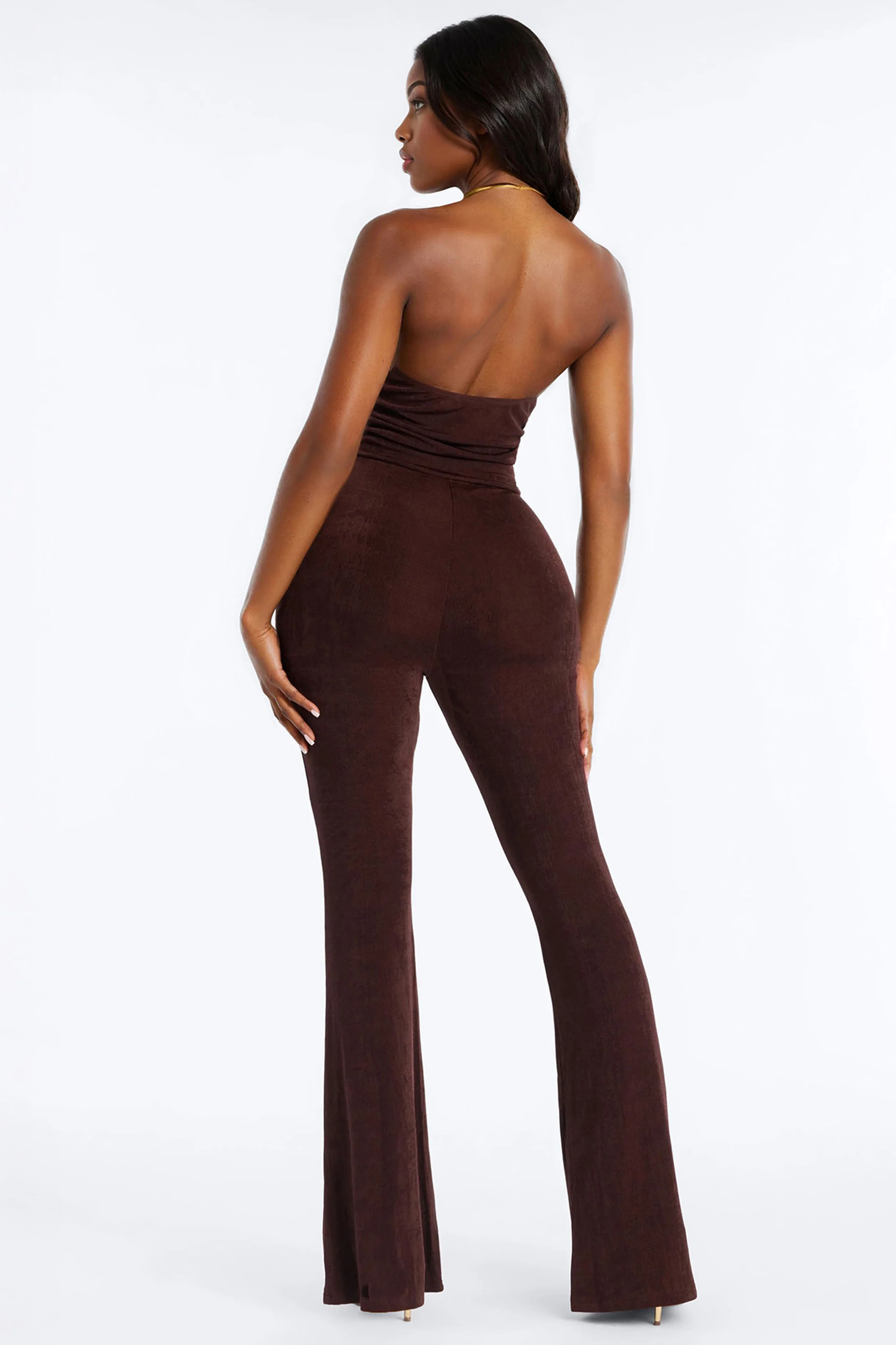 Celia Cowl Flare Jumpsuit - Chocolate - Image 5