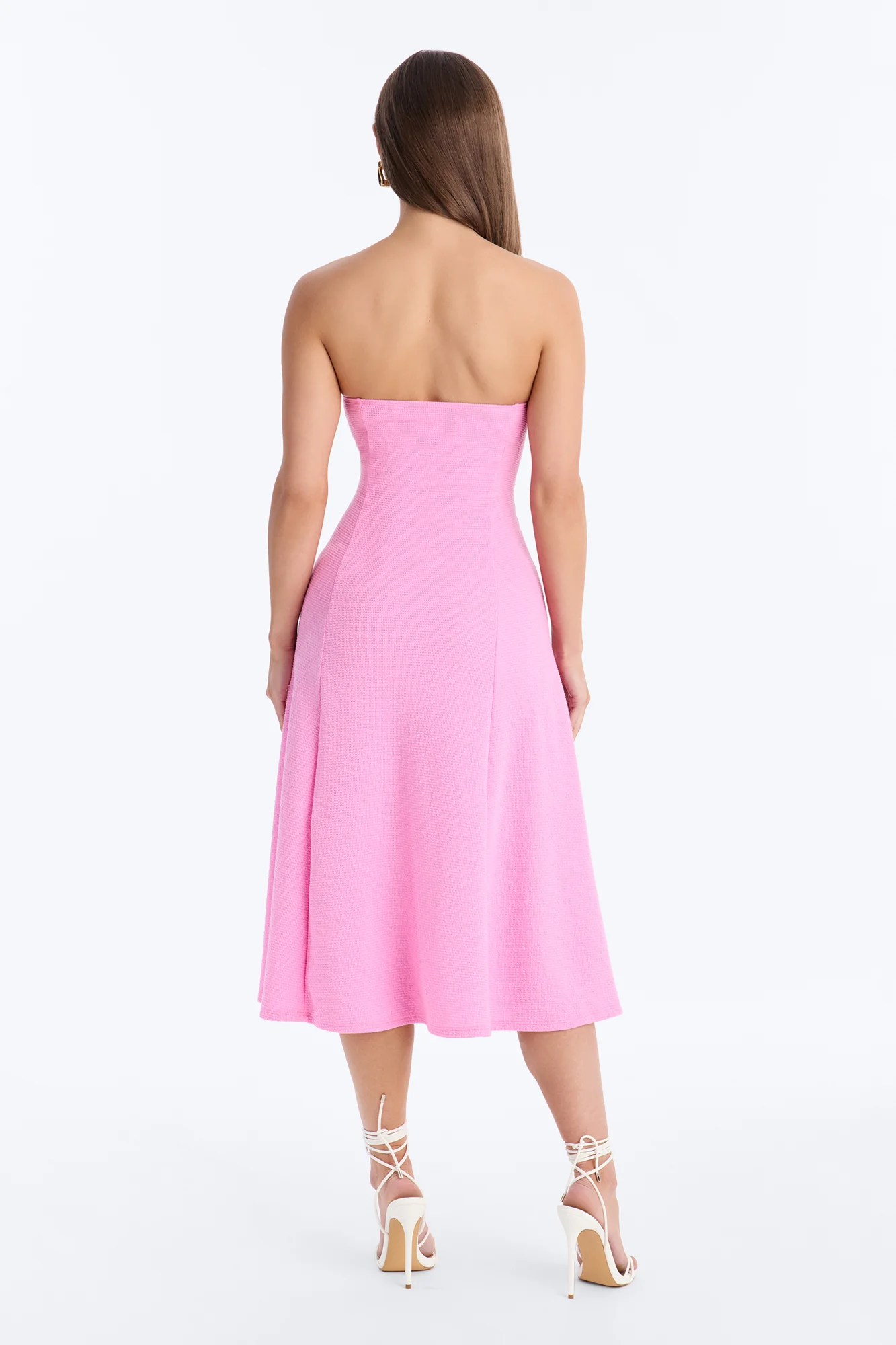 Celia Strapless Textured Midi Dress - Pink - Image 4