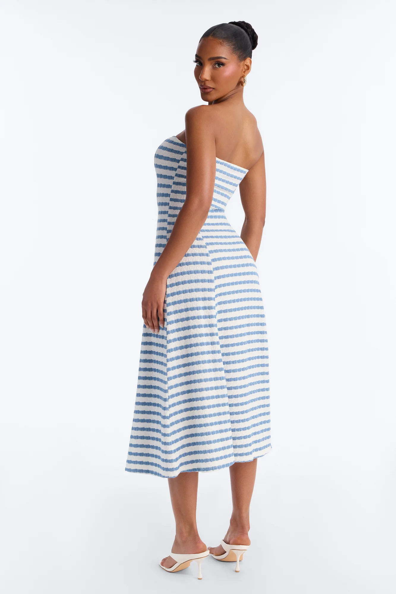 Celia Striped Textured Midi Dress - Blue/combo - Image 4