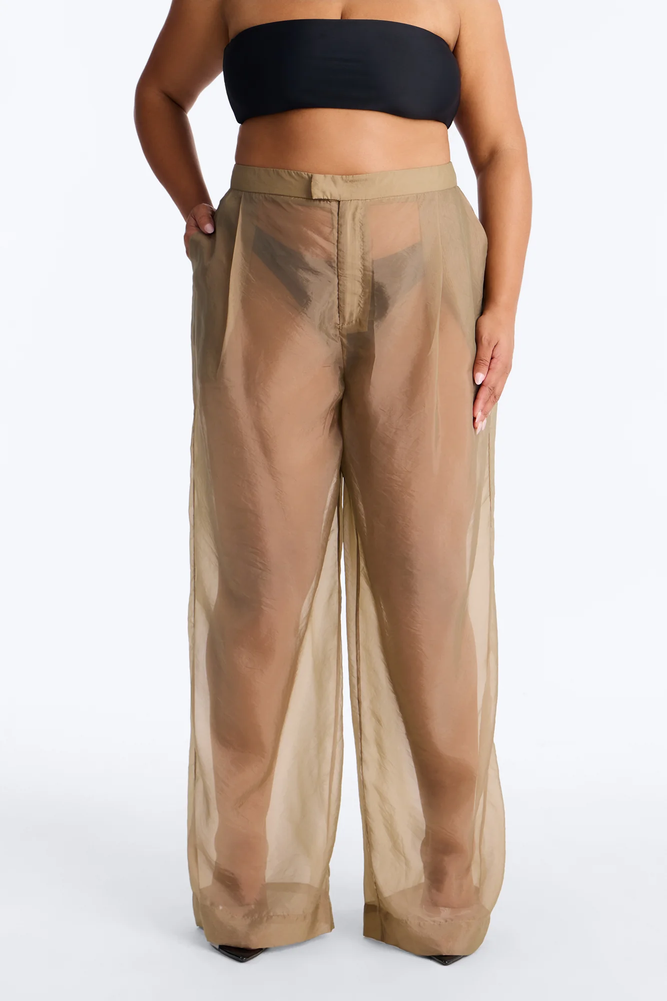 Celine Organza Trouser - Olive - Image 7