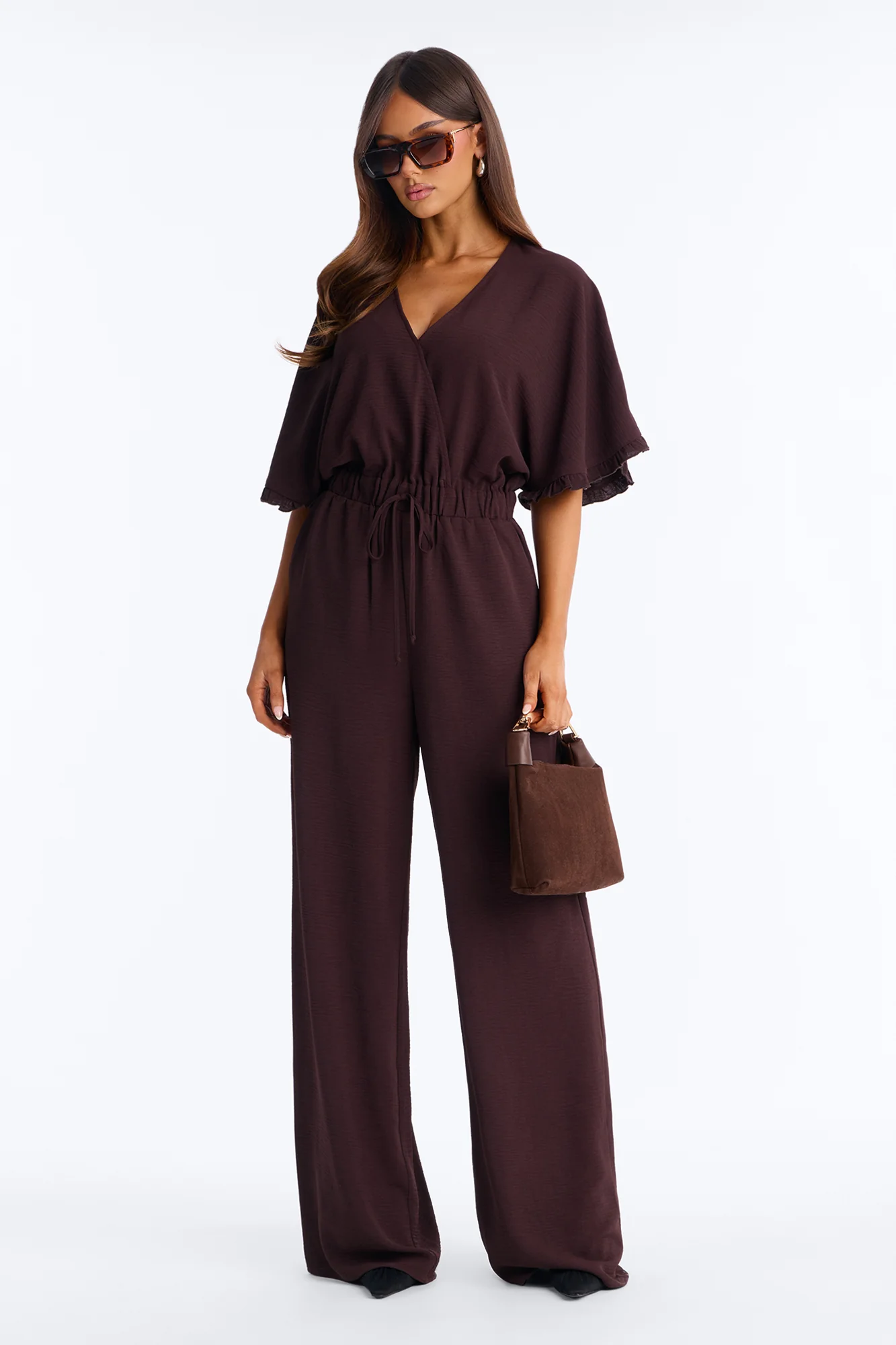 Celine Wide Leg Jumpsuit - Chocolate