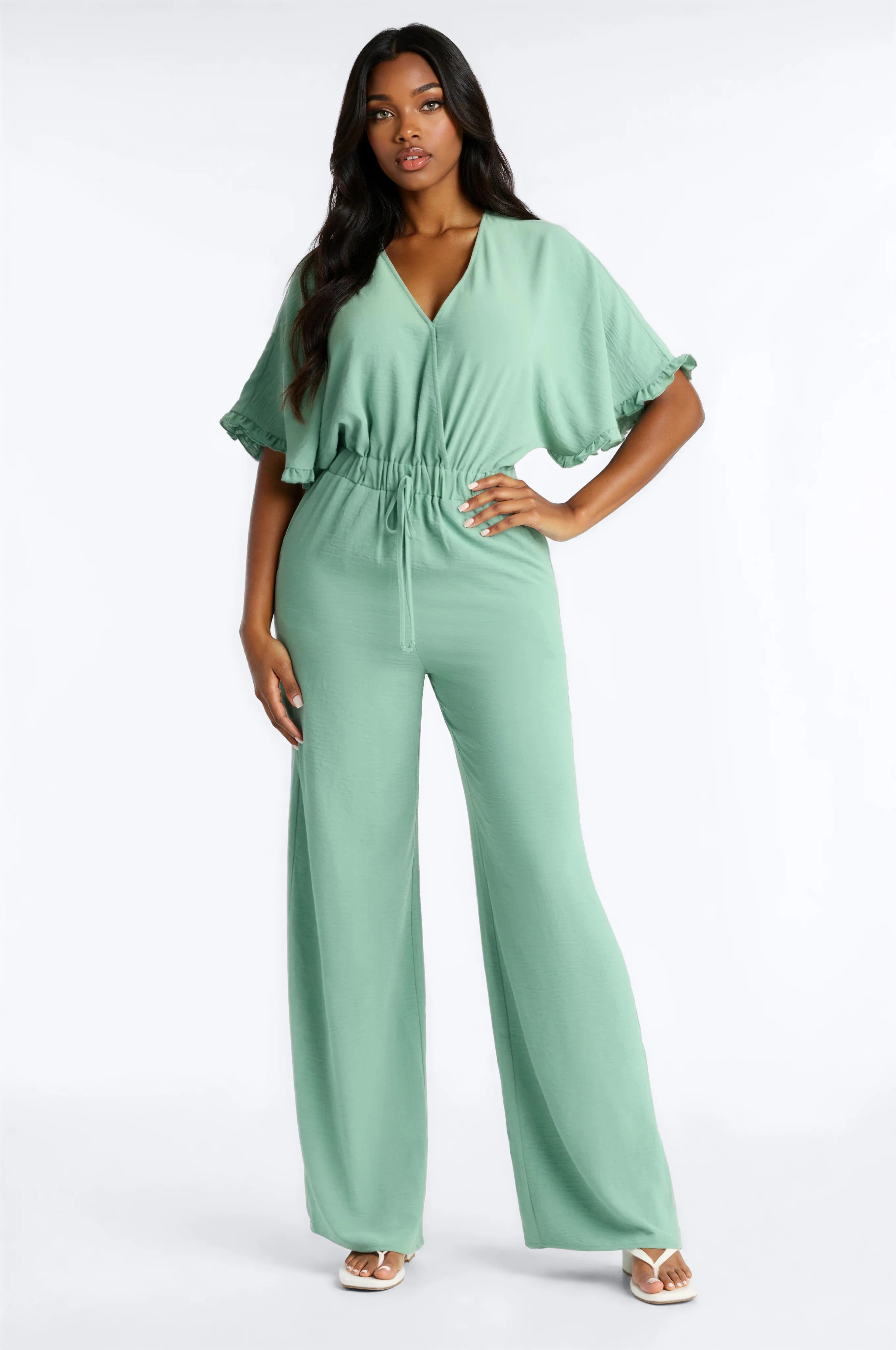 Celine Wide Leg Jumpsuit - Sage