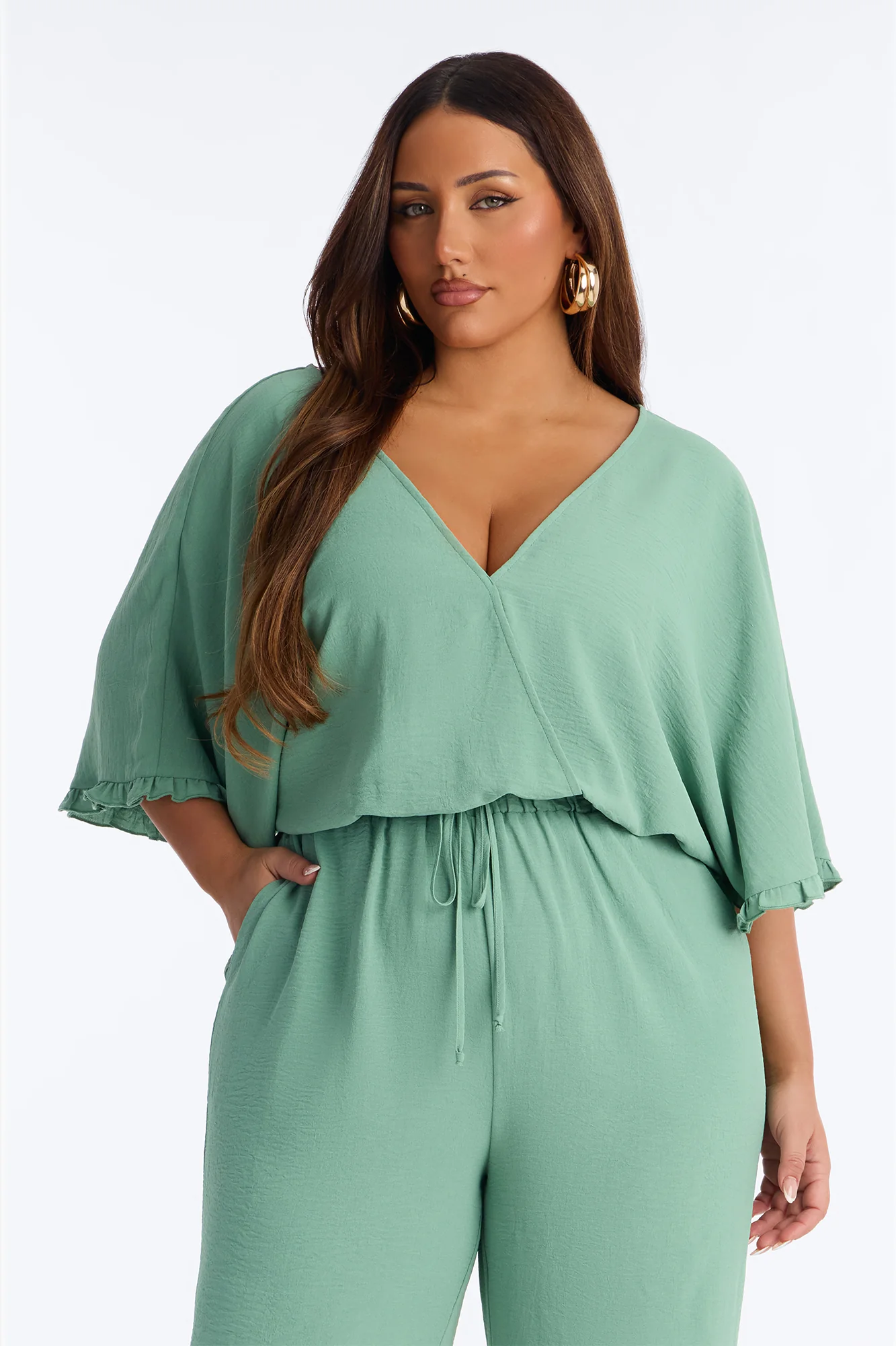 Celine Wide Leg Jumpsuit - Sage - Image 6