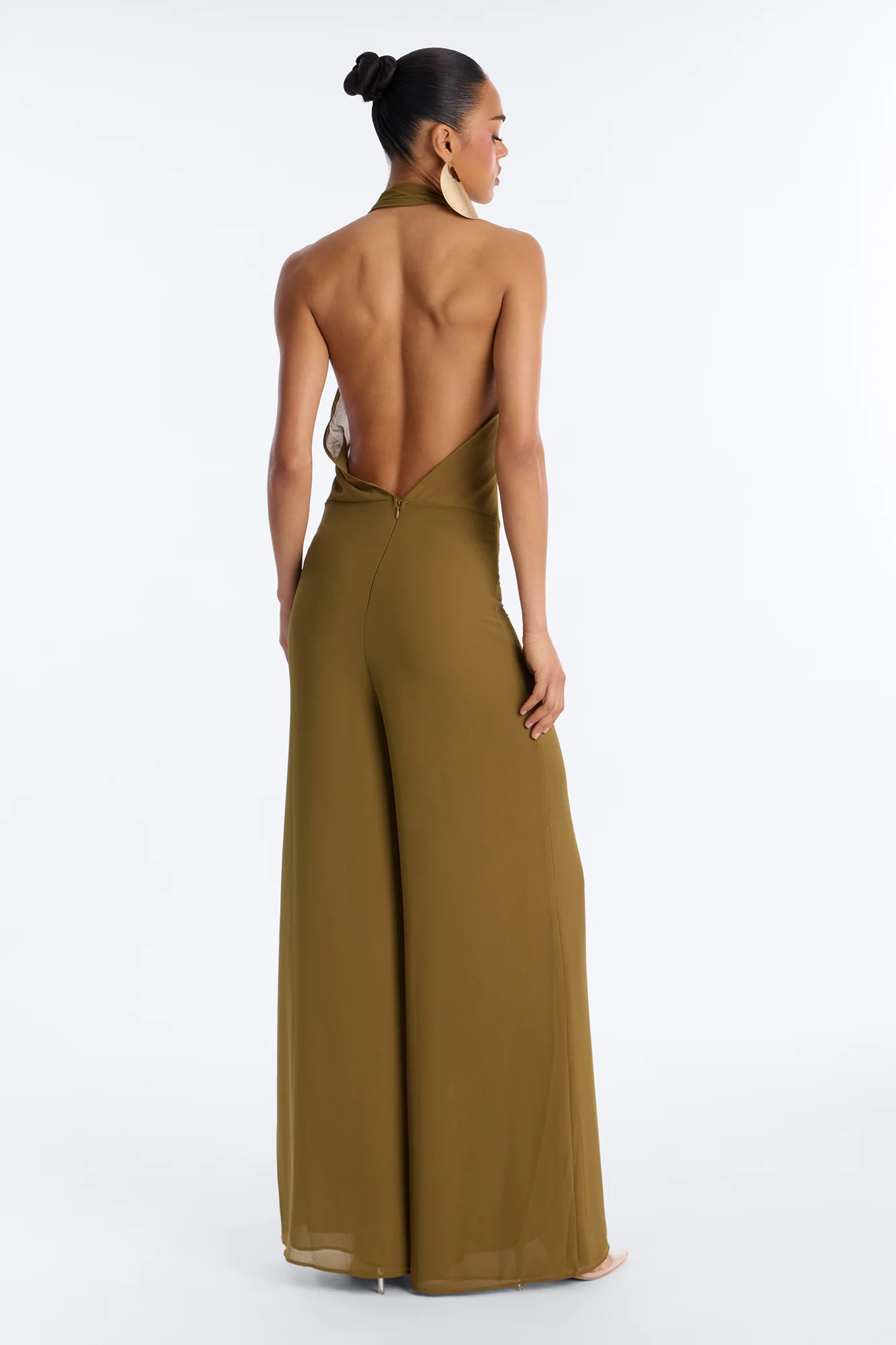 Celsa Chiffon Cowl Jumpsuit - Olive - Image 4