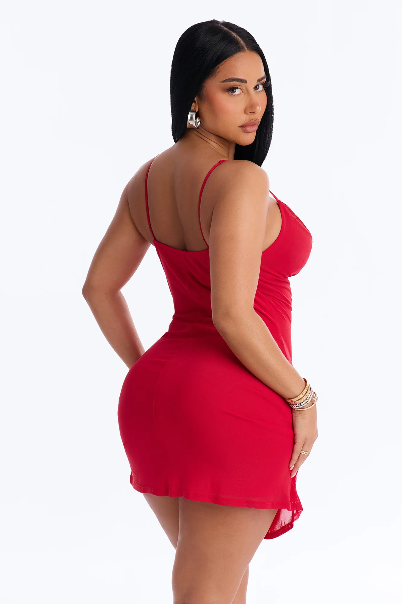 Champagne Giggles Mesh Mini Dress - Red - Image 5