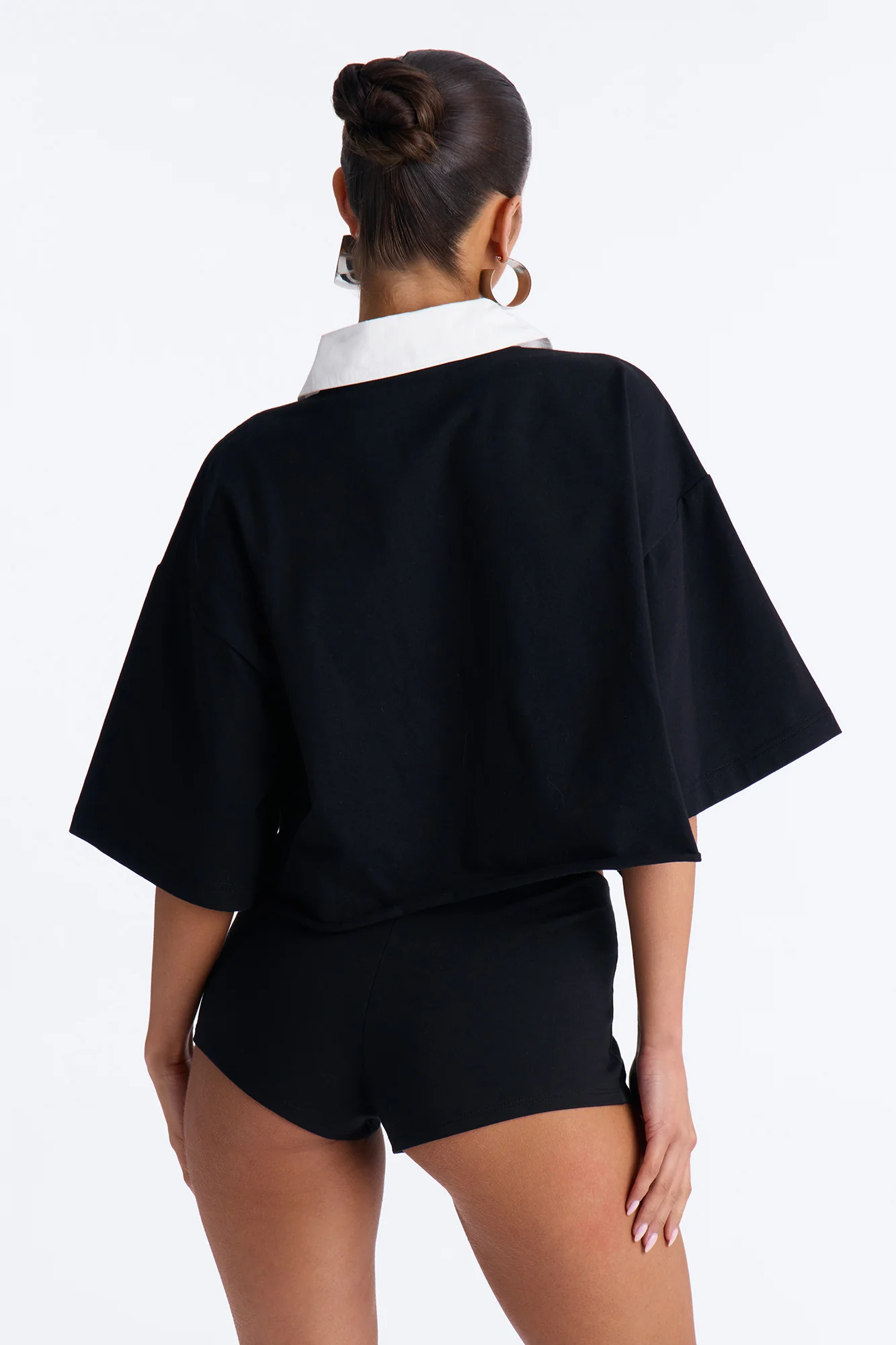 Champs Oversized Cropped Polo - Black - Image 4