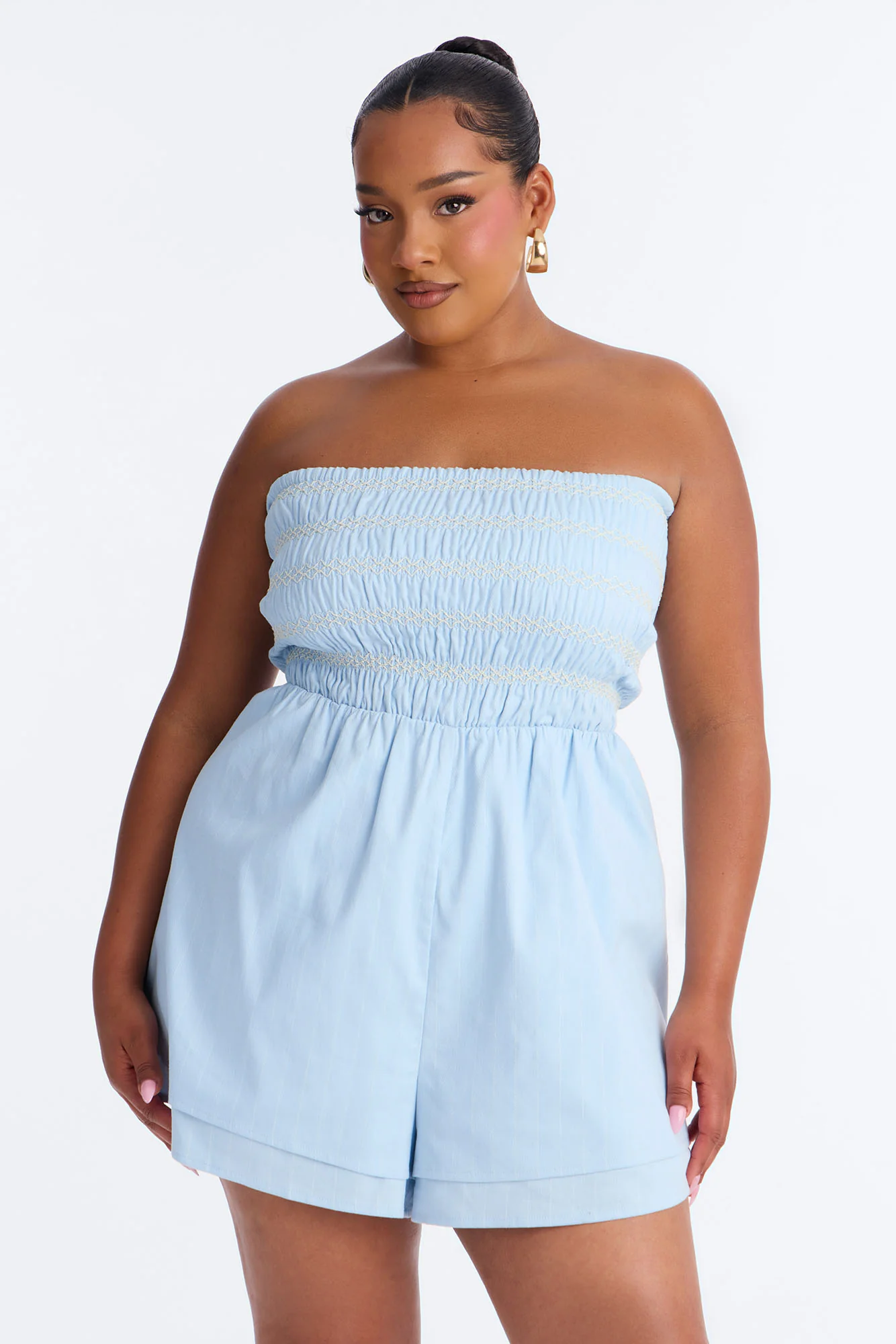 Chantel Strapless Romper - Light Blue - Image 6