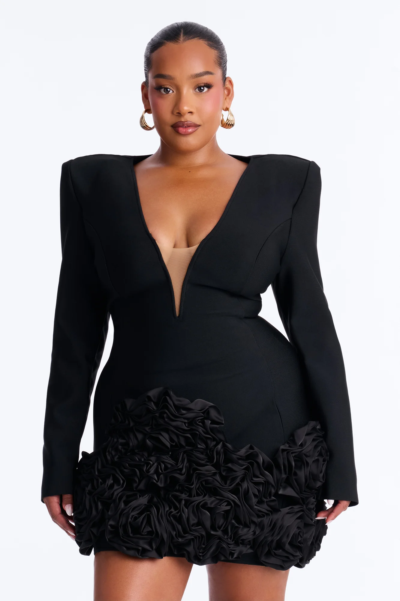 Chantelle Long Sleeve Bandage Mini Dress - Black - Image 6