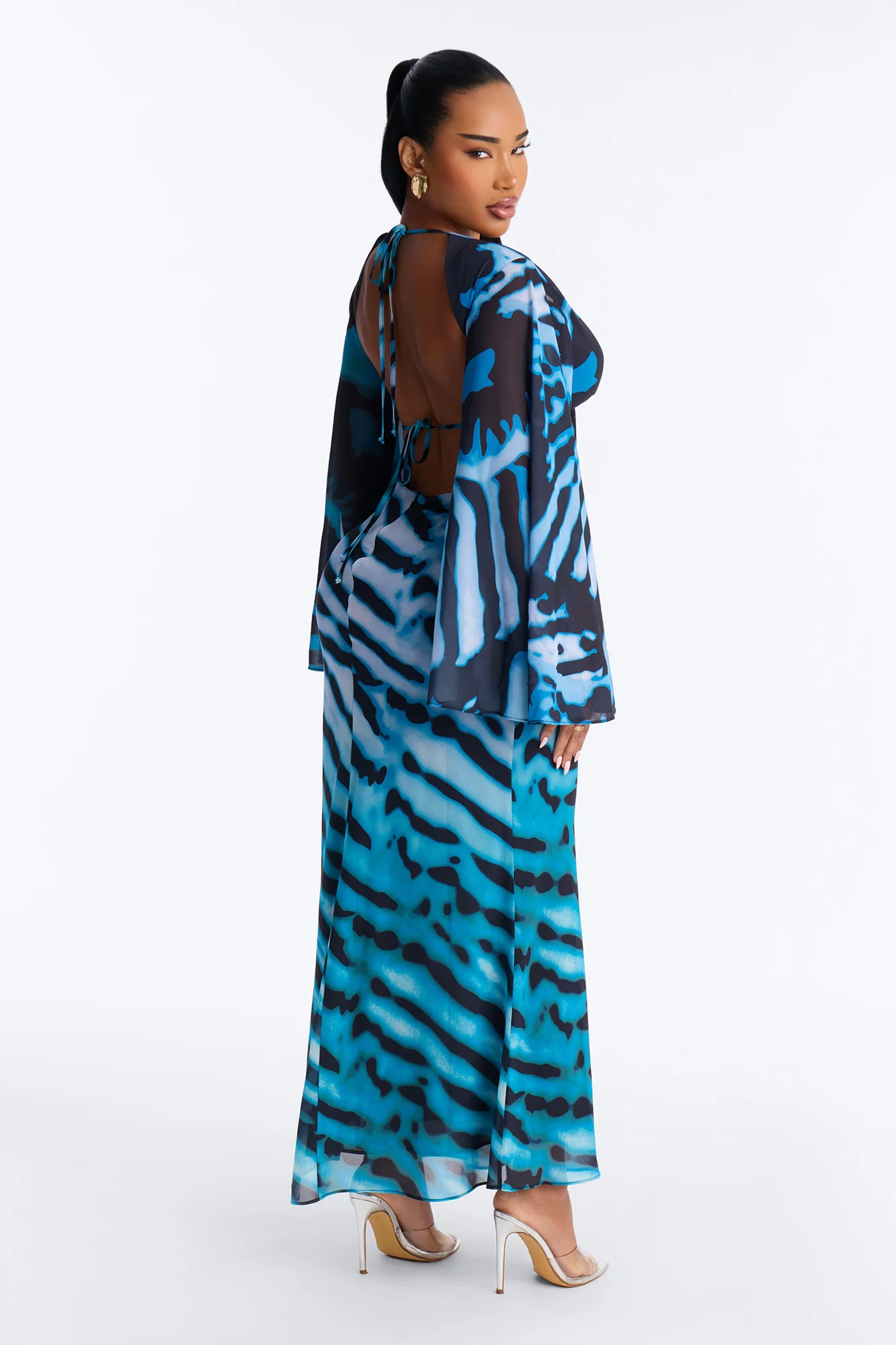 Charlee Chiffon Maxi Dress - Blue/combo - Image 3