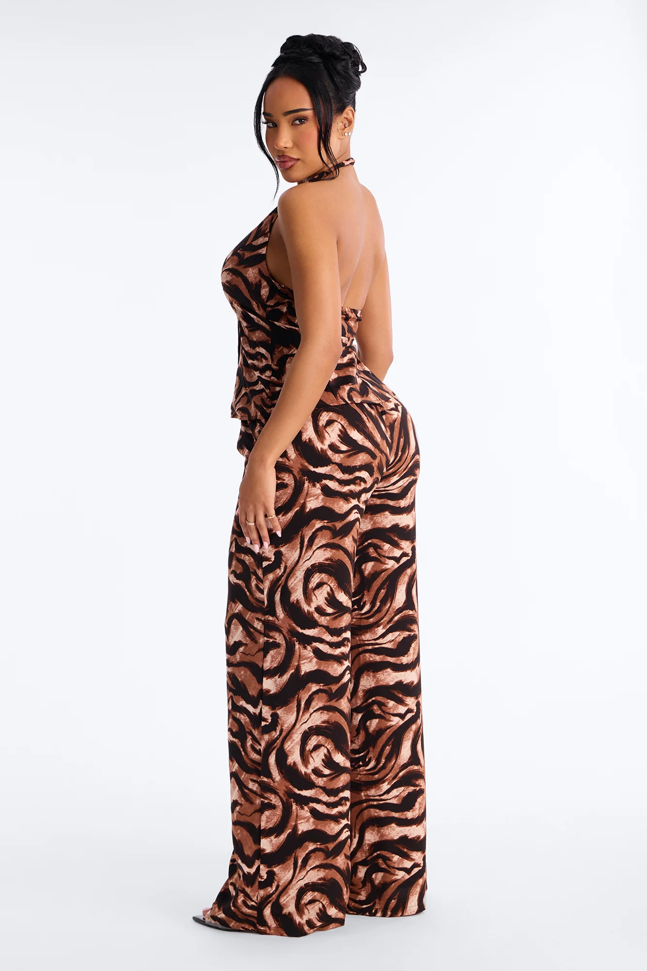 Charley Animal Print Halter Pant Set - Brown/combo - Image 3