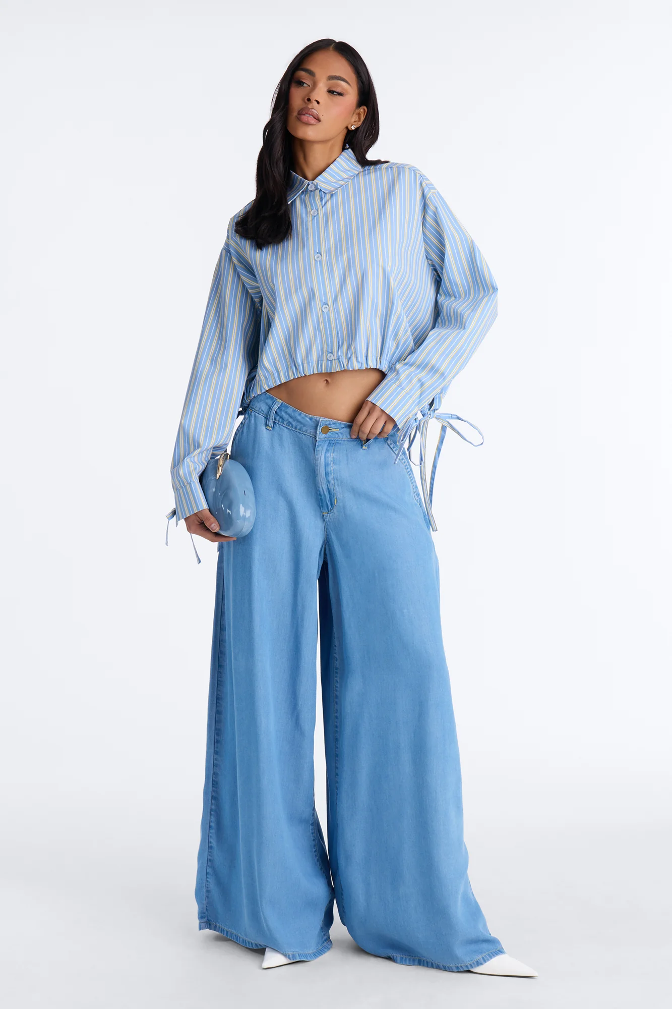 Charley Drawstring Pinstripe Shirt - Blue/combo - Image 2