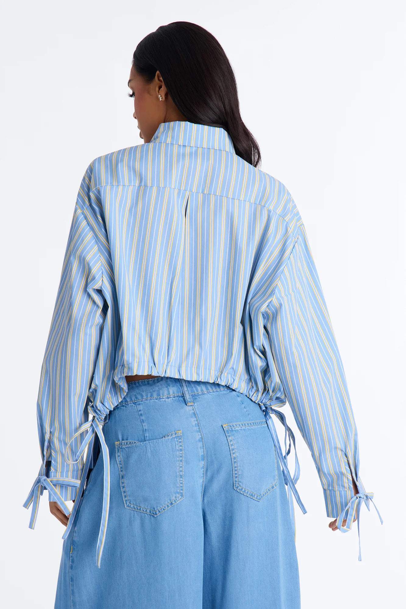 Charley Drawstring Pinstripe Shirt - Blue/combo - Image 4