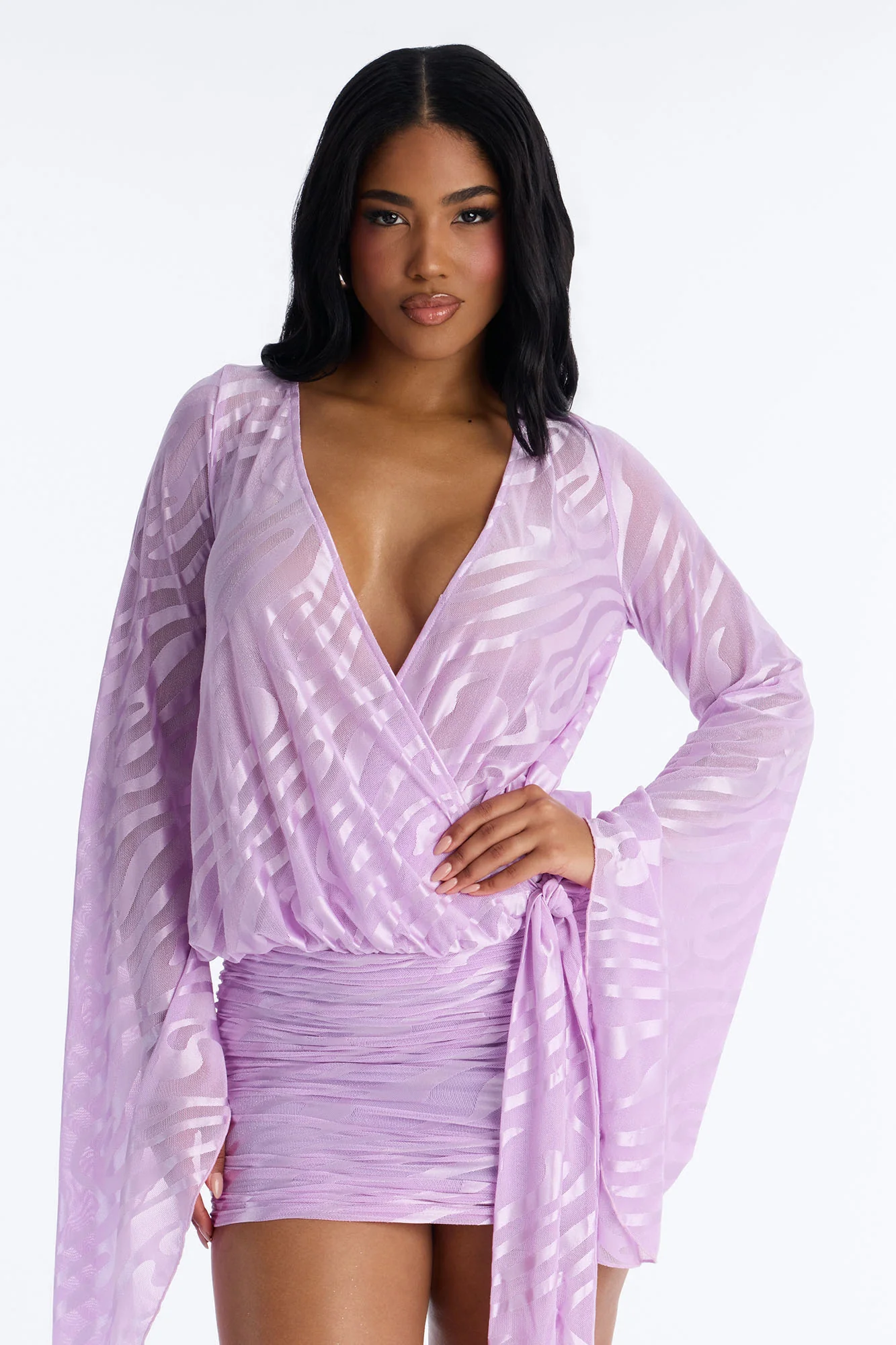 Charlie Mesh Mini Dress - Lavender - Image 2