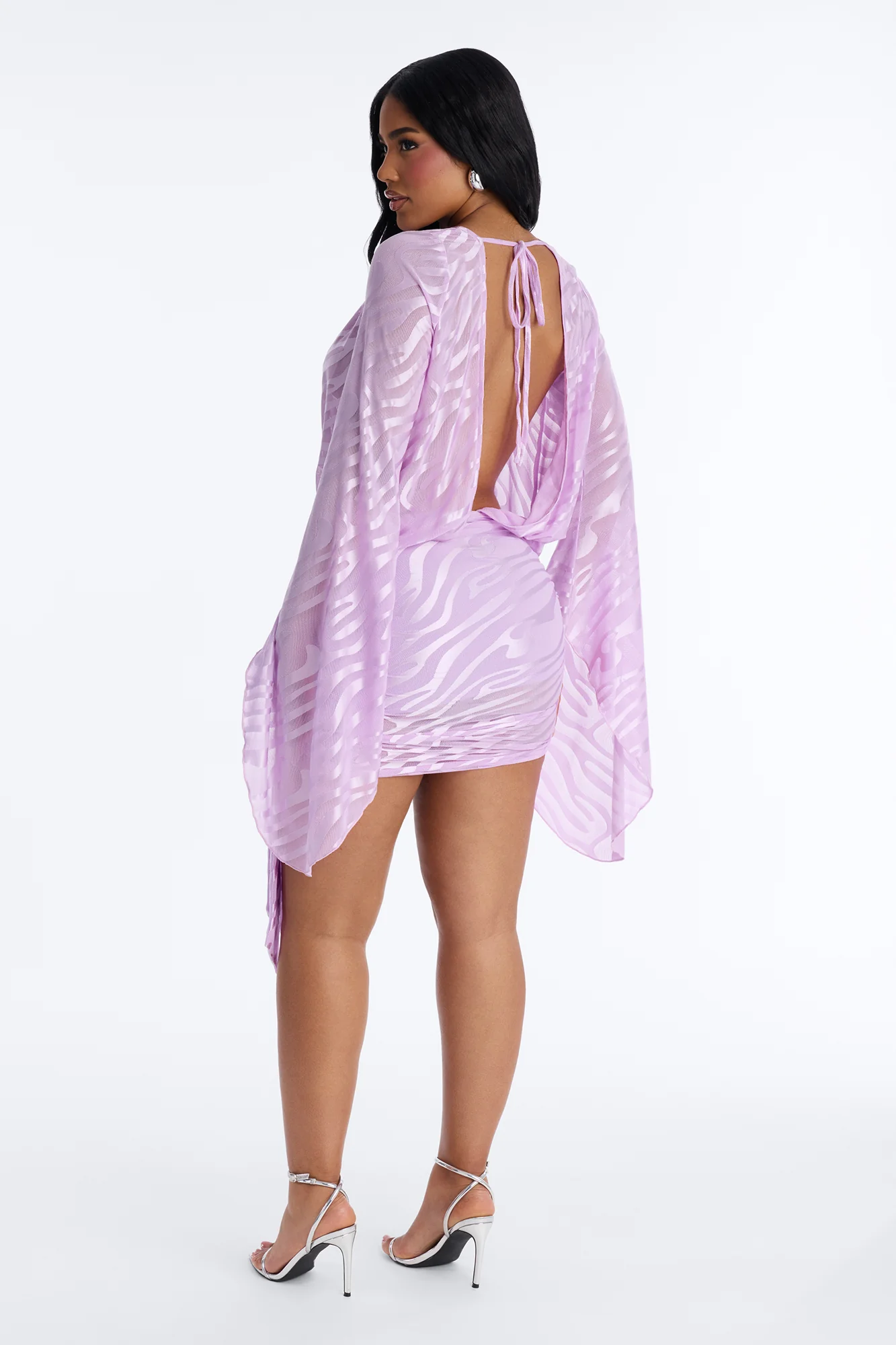 Charlie Mesh Mini Dress - Lavender - Image 4