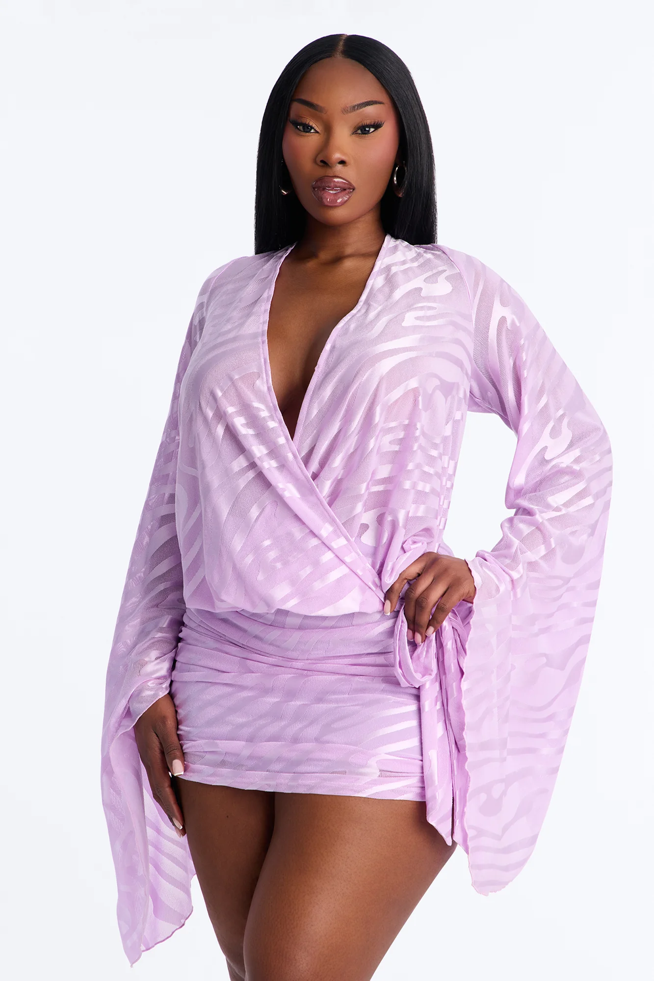 Charlie Mesh Mini Dress - Lavender - Image 6