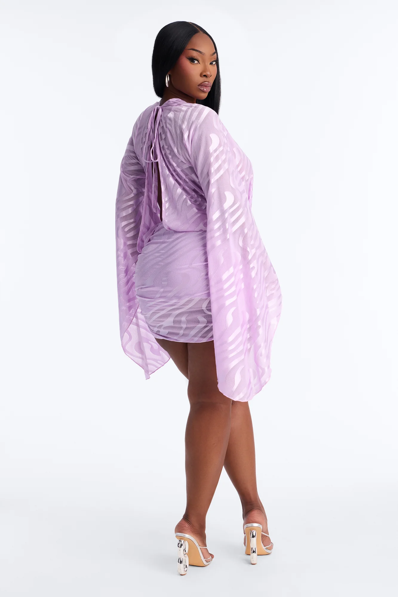 Charlie Mesh Mini Dress - Lavender - Image 7